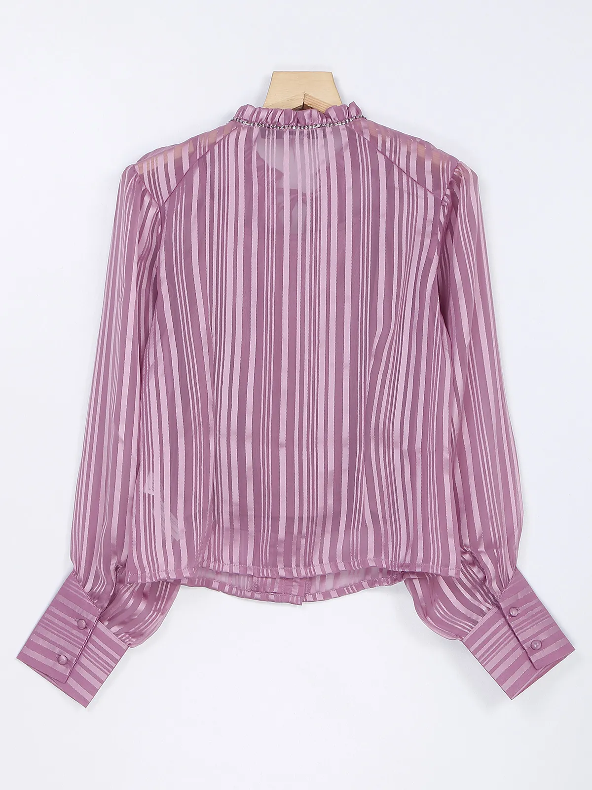 Mauve pink stripe chiffon top