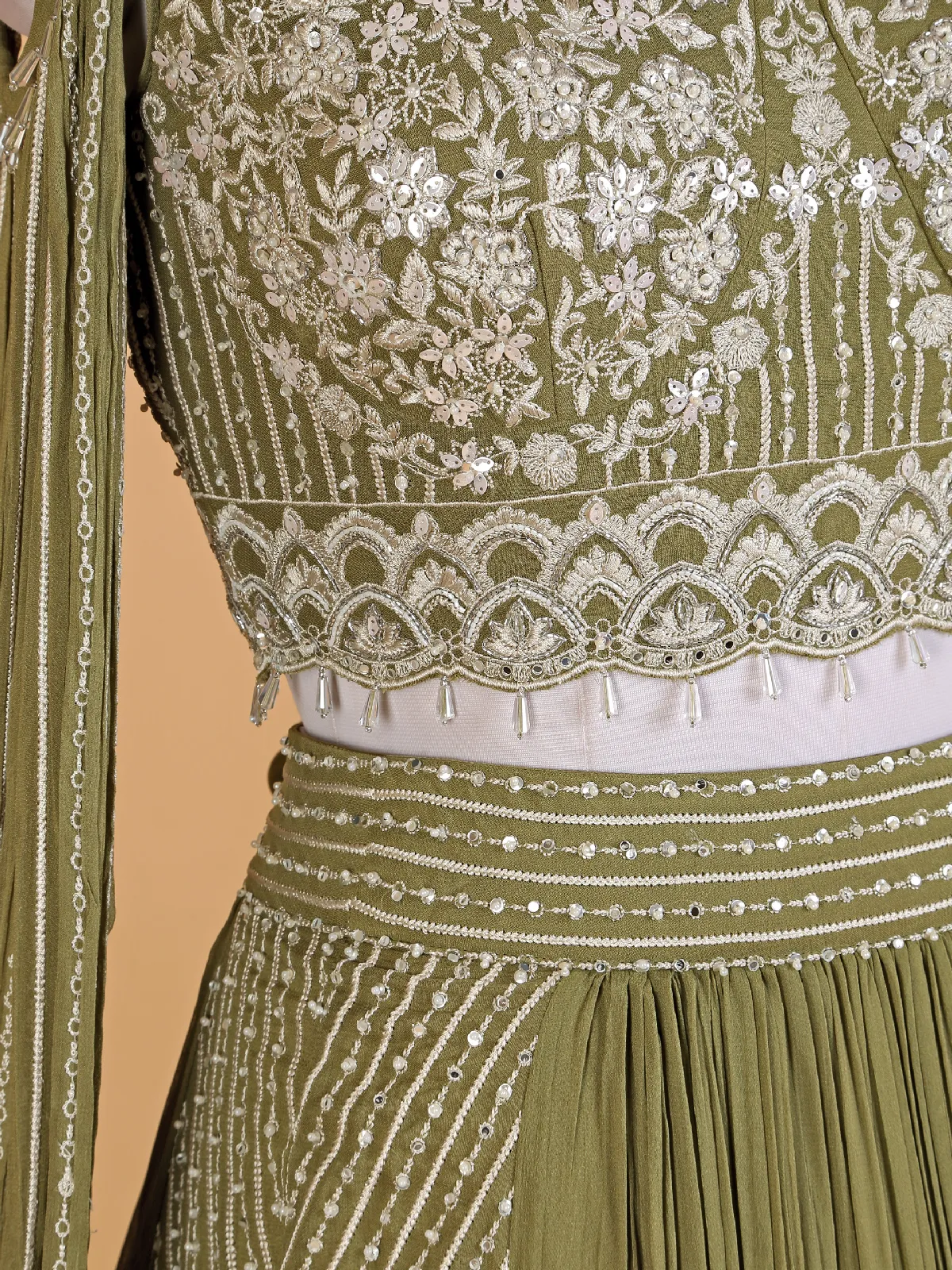 Mehendi green georgette designer lehenga choli