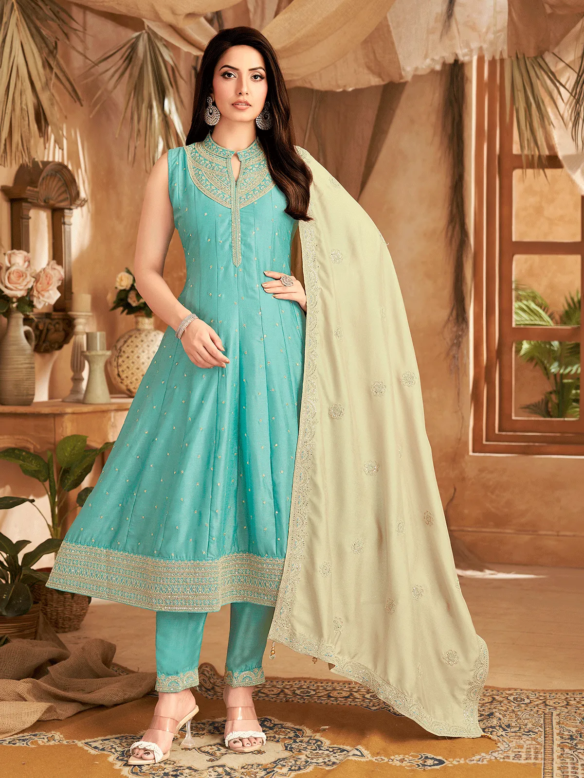 flared anarkali dress Red flared anarkali suit set