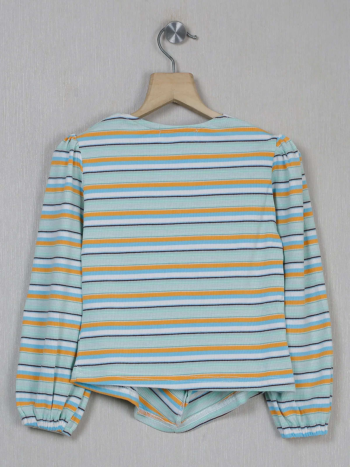 Mint green knitted stripe pattern top