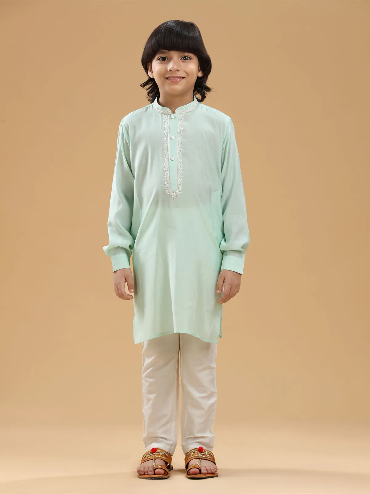 Mint green plain kurta suit