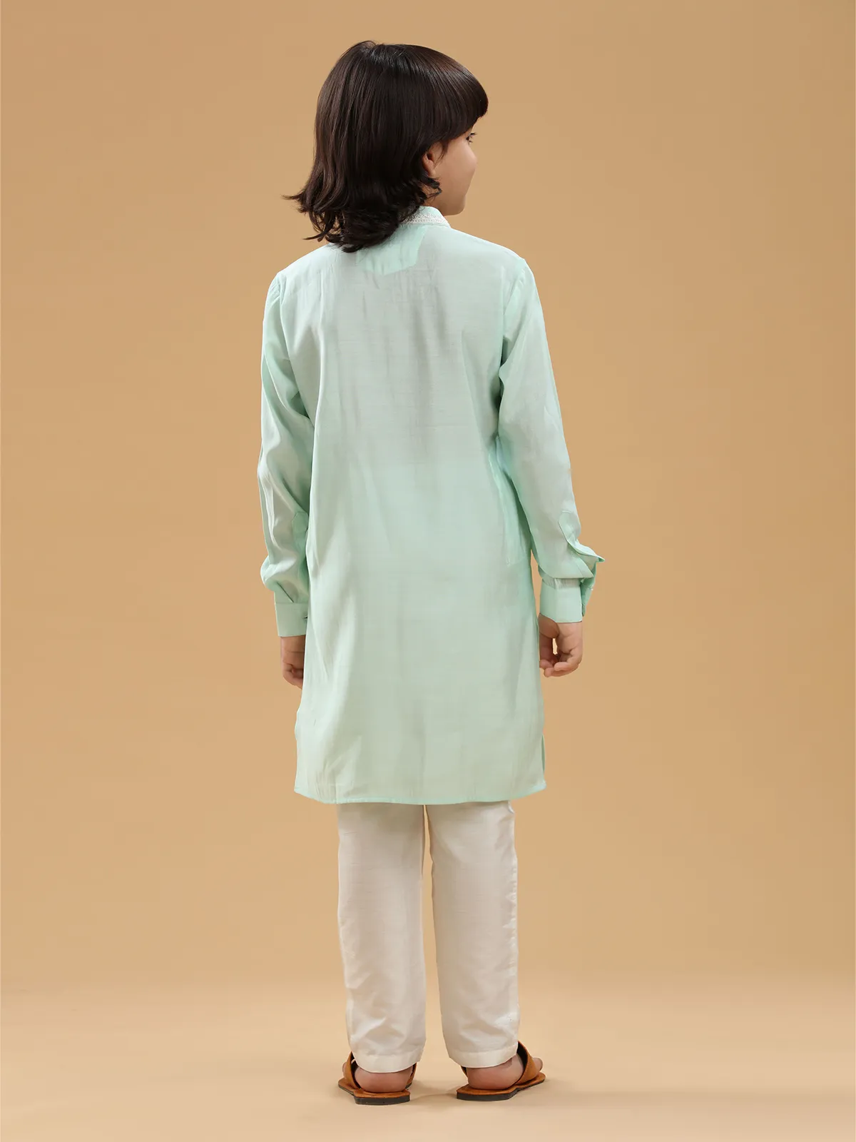 Mint green plain kurta suit