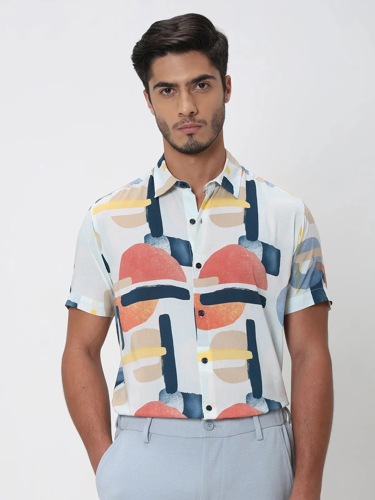 MUFTI multi color abstract printed shirt