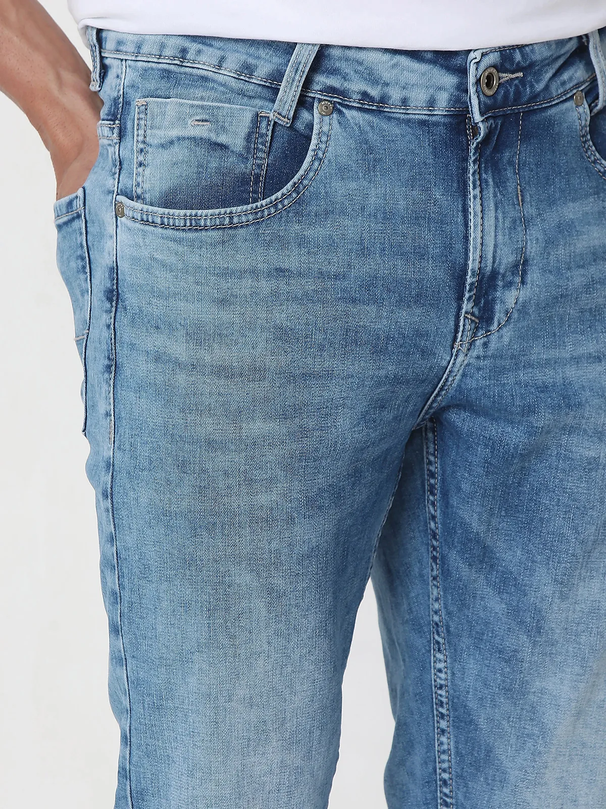 MUFTI blue denim washed skinny fit jeans