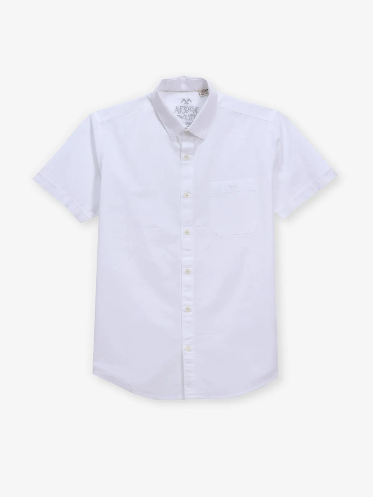 MUFTI cotton white plain shirt