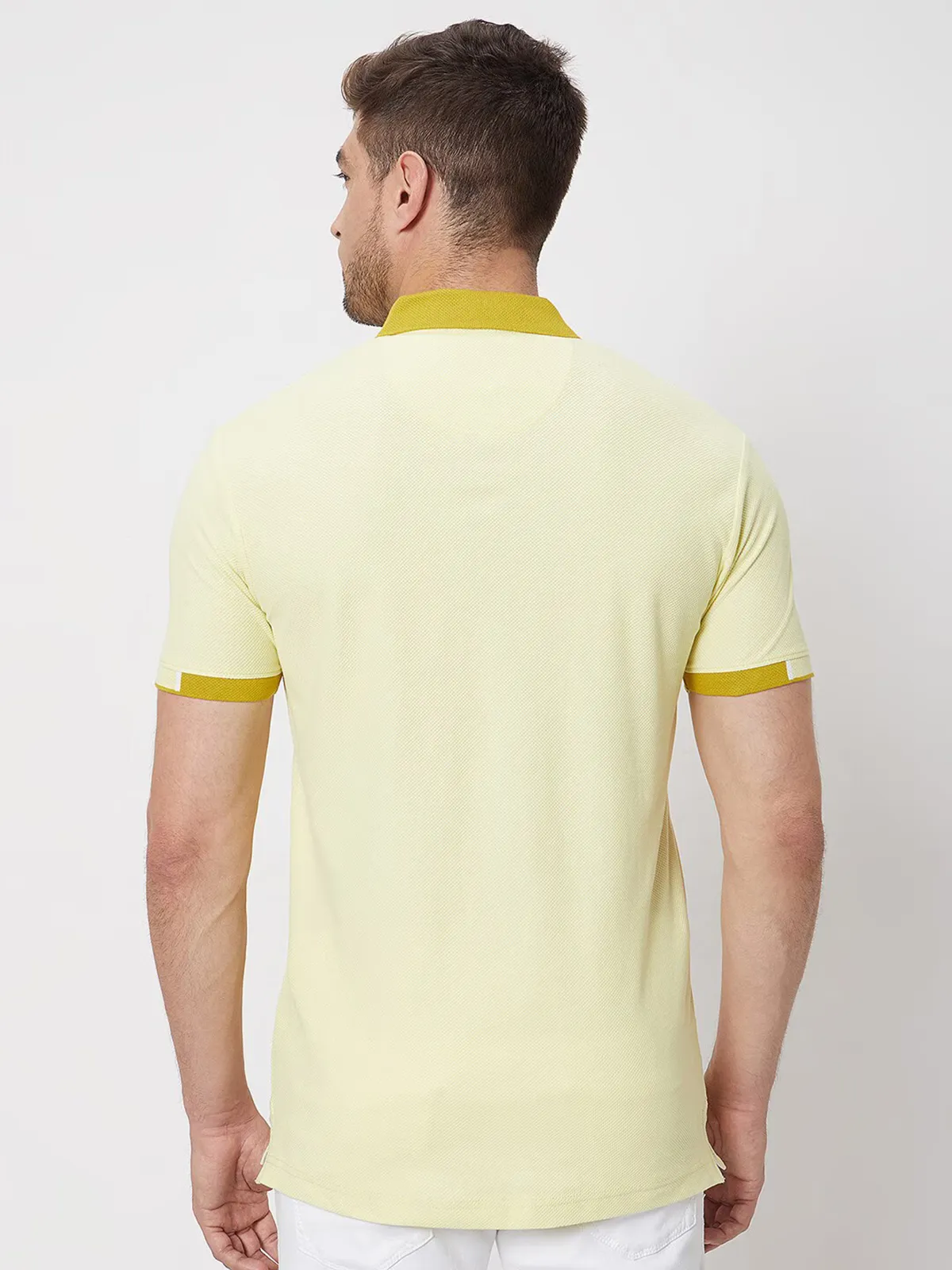 Mufti light yellow plain t-shirt