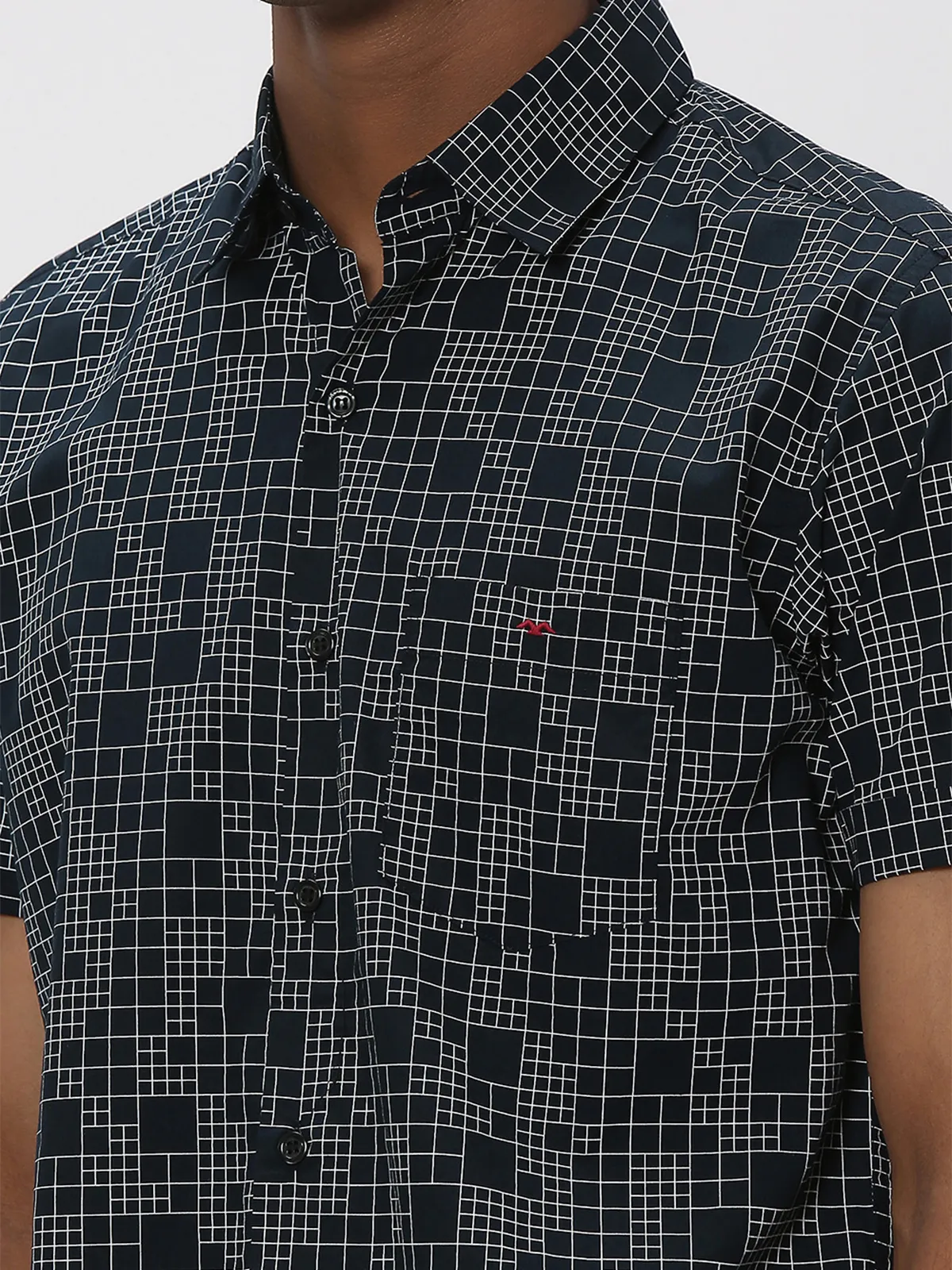 Mufti navy cotton printed shirt