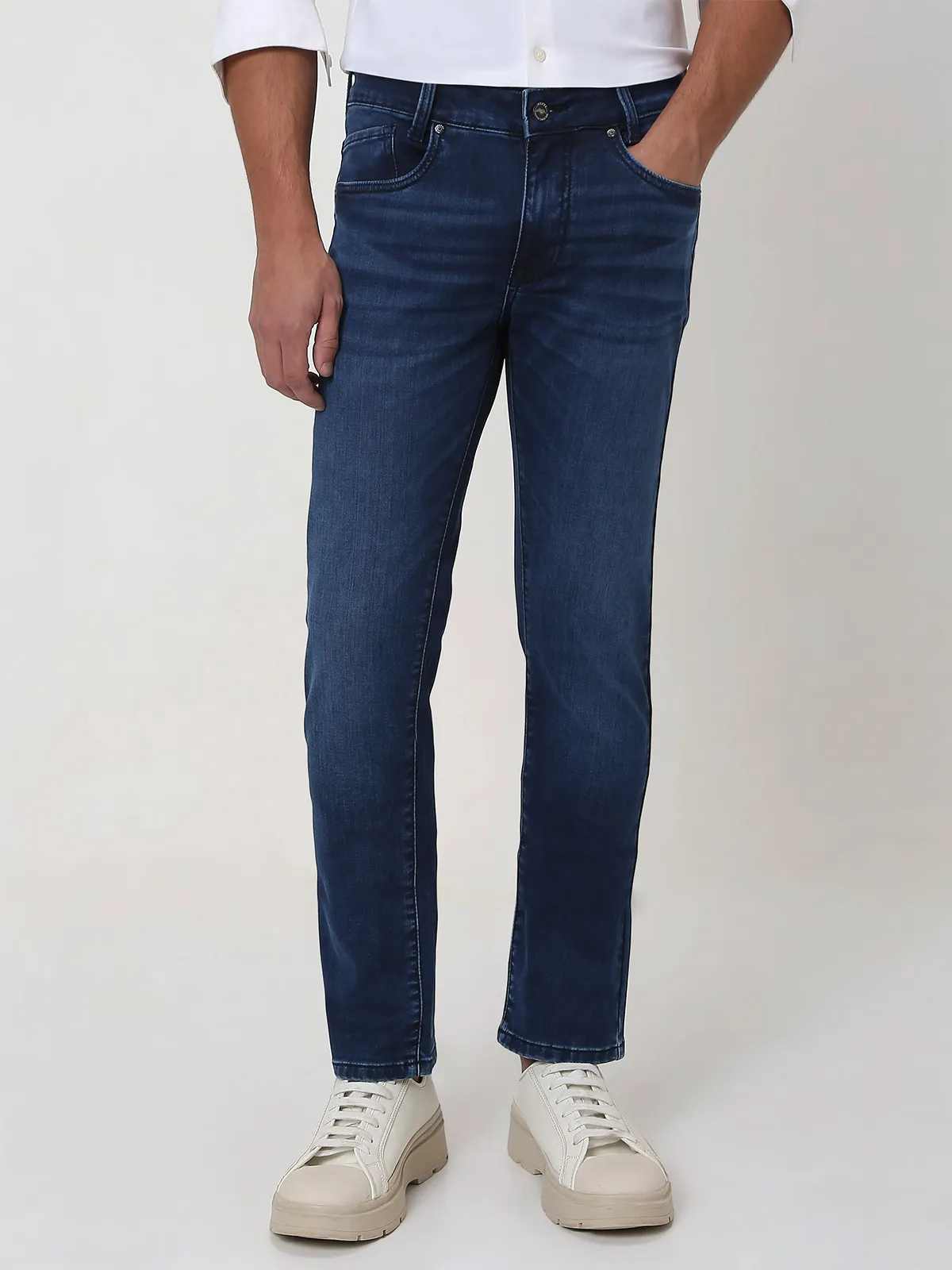 MUFTI navy washed slim fit jeans