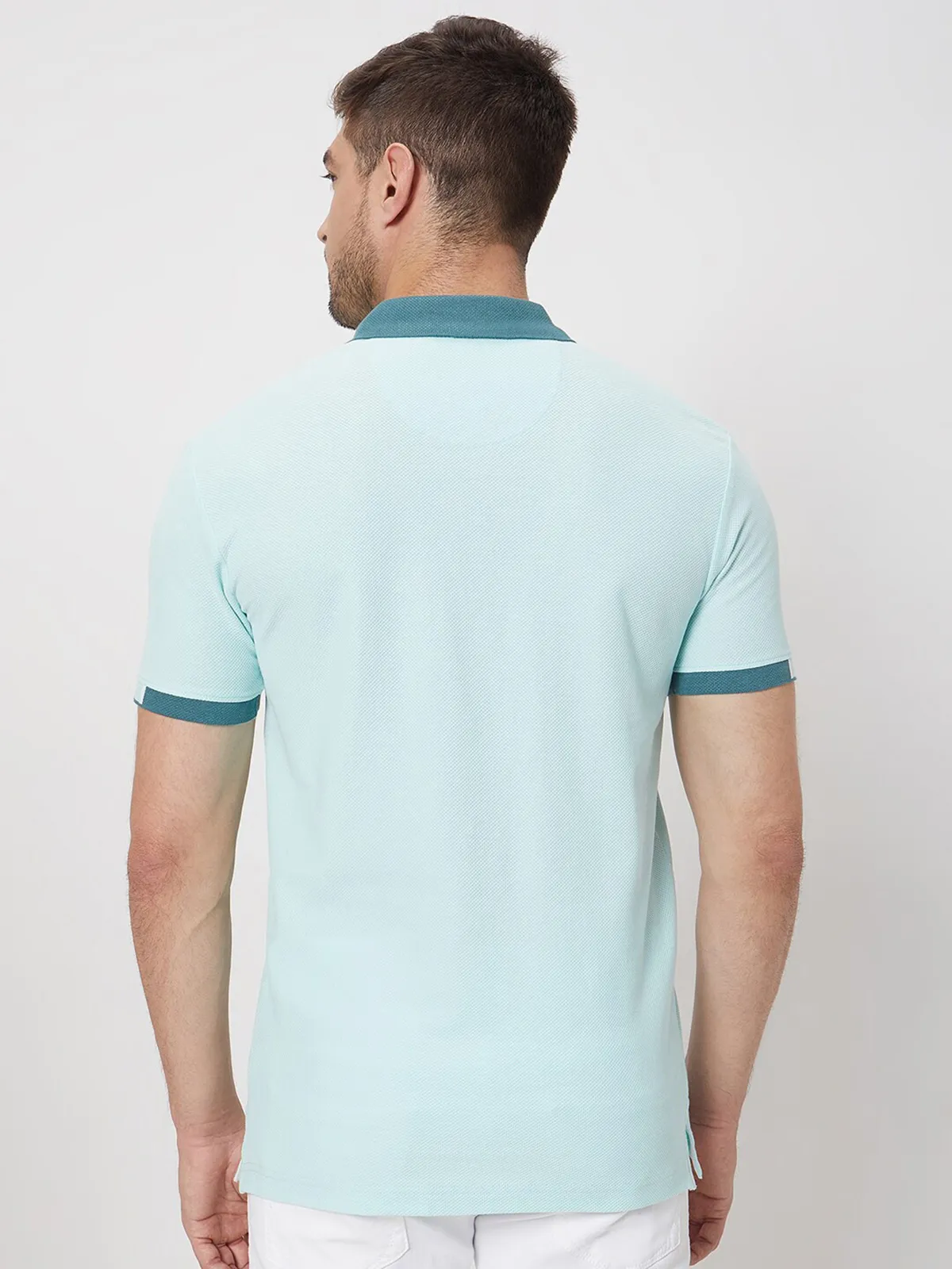 Mufti sky blue plain polo t-shirt