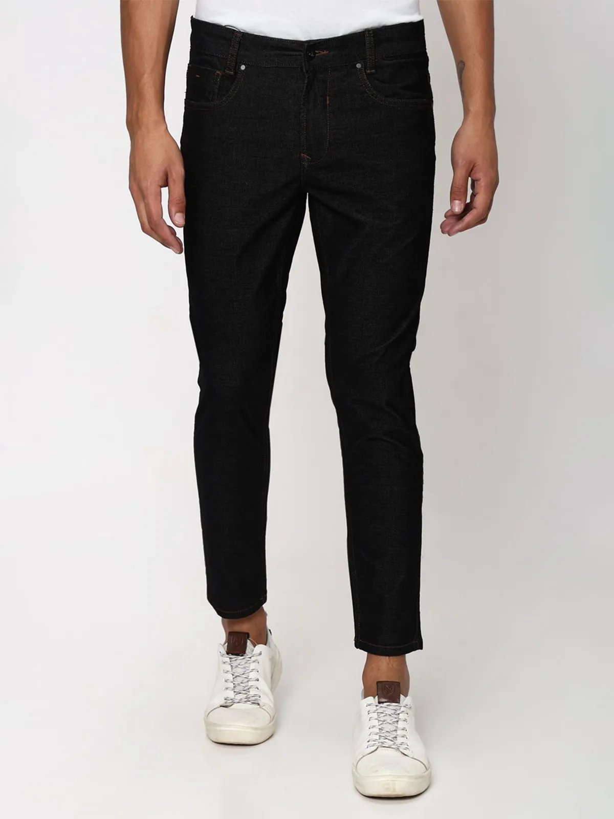 Mufti solid black ankle length trouser