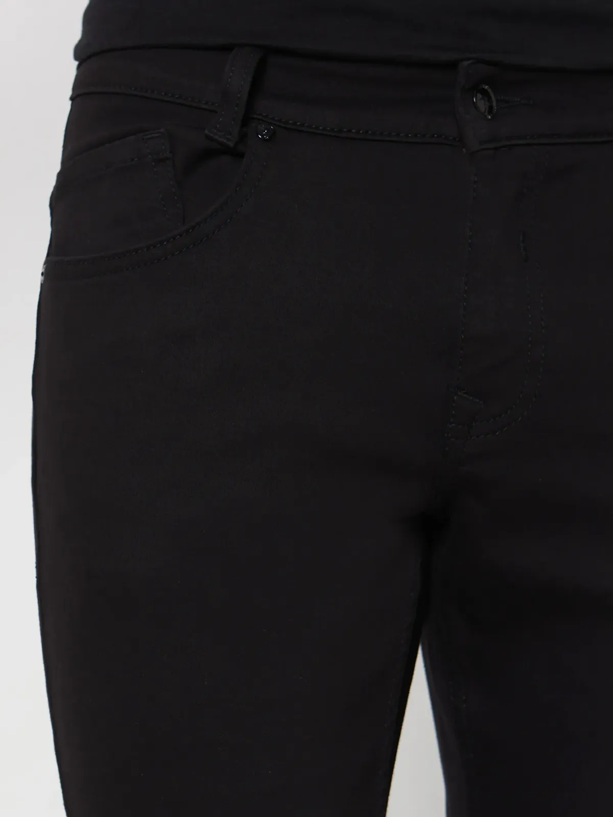 MUFTI solid black skinny fit denim jeans