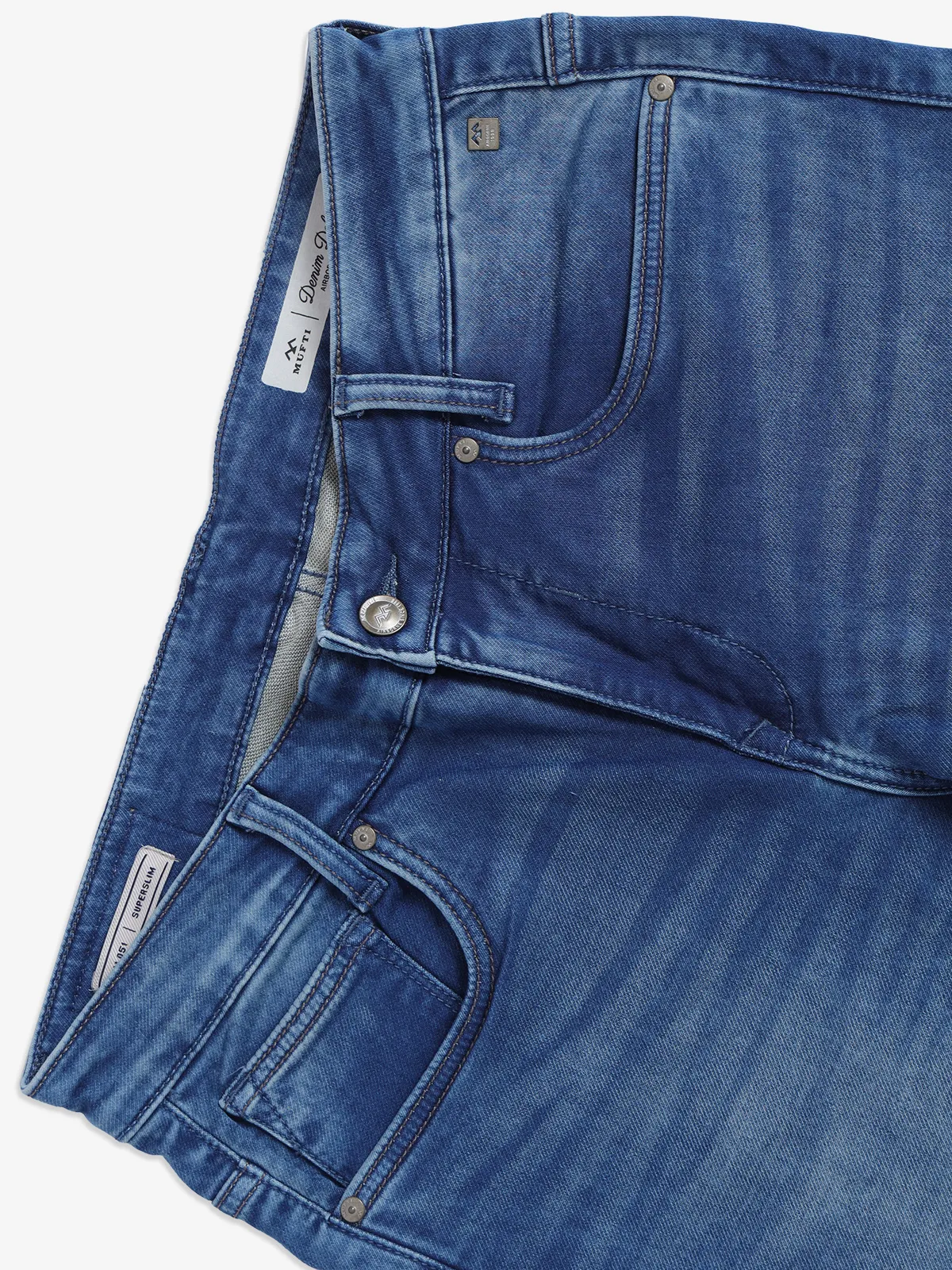 MUFTI washed blue super slim fit jeans