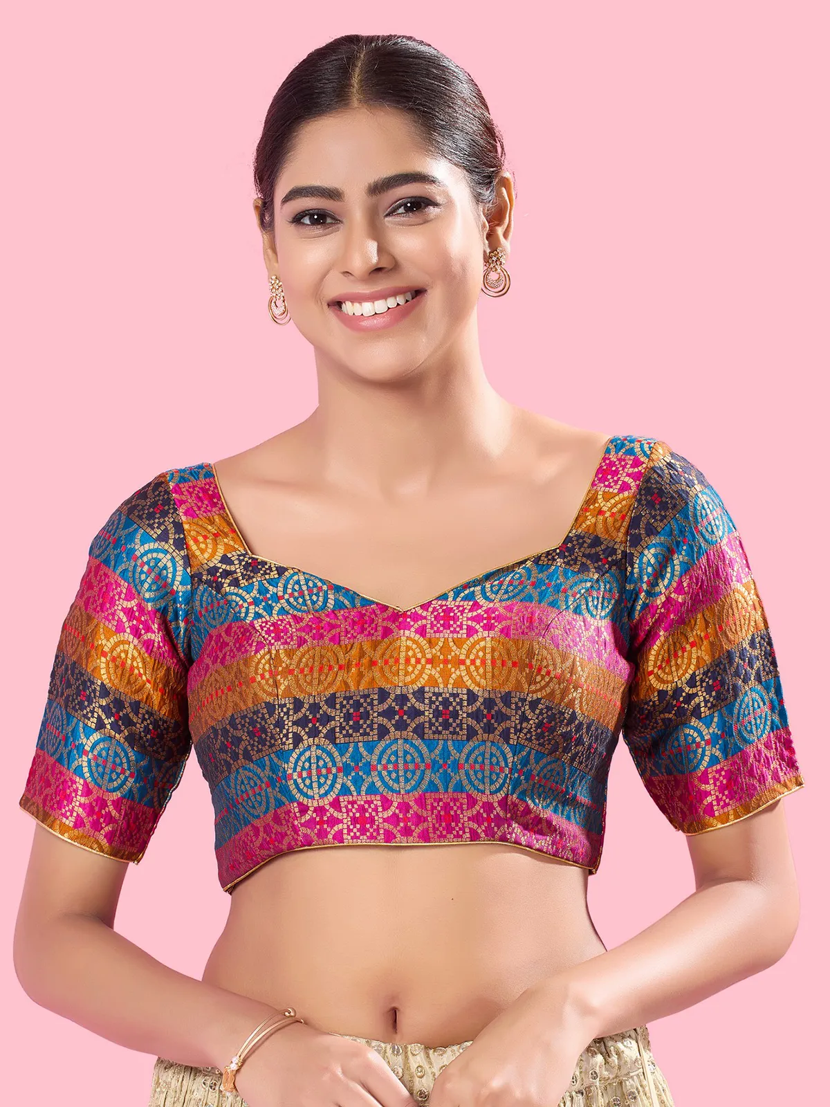 Multi color brocade blouse