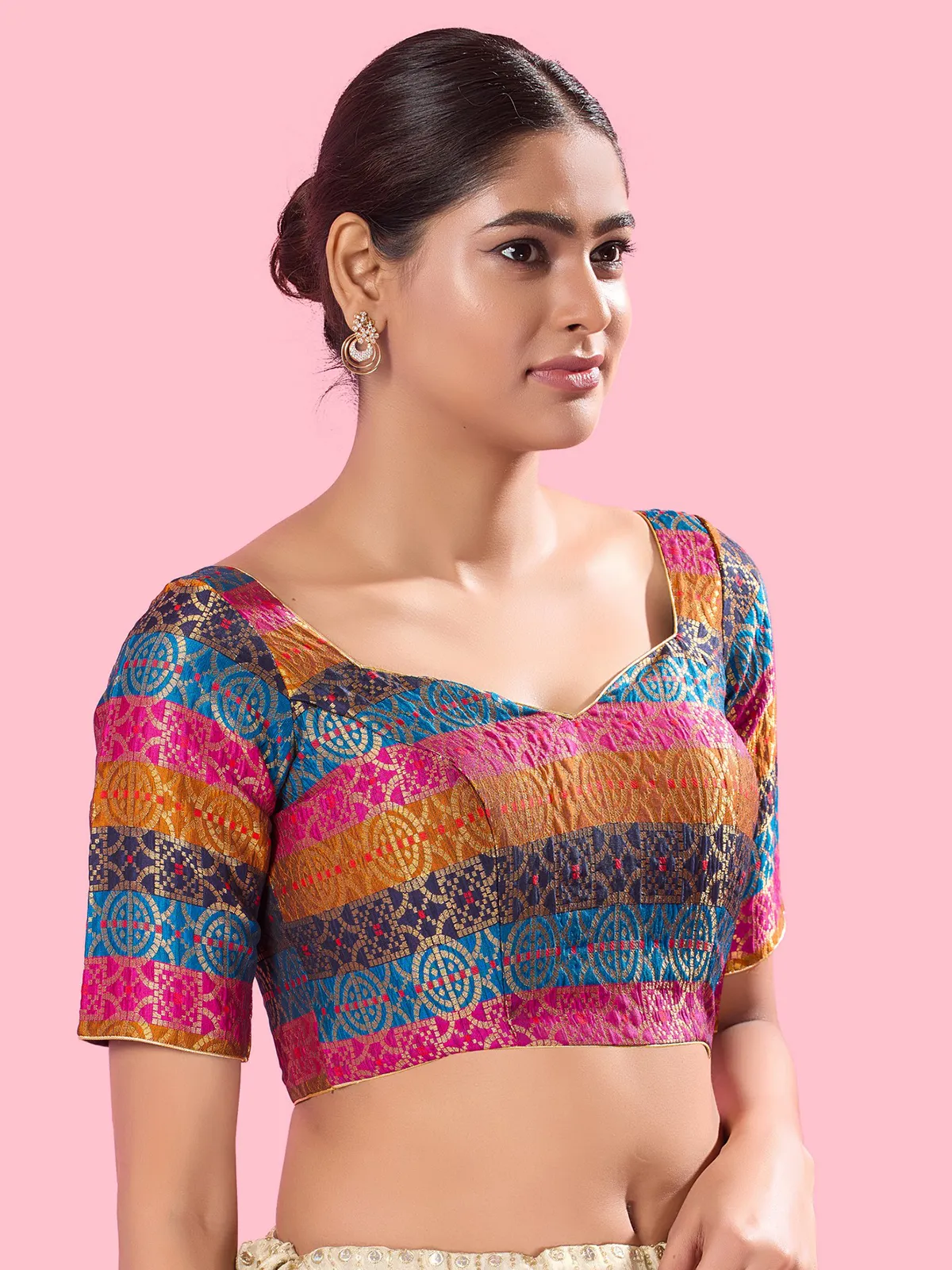 Multi color brocade blouse