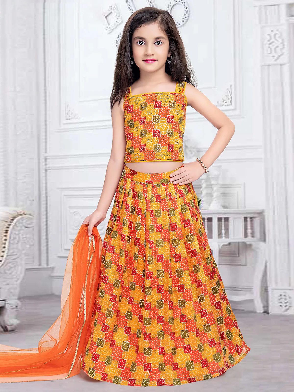 Multi color georgette girls lehenga choli