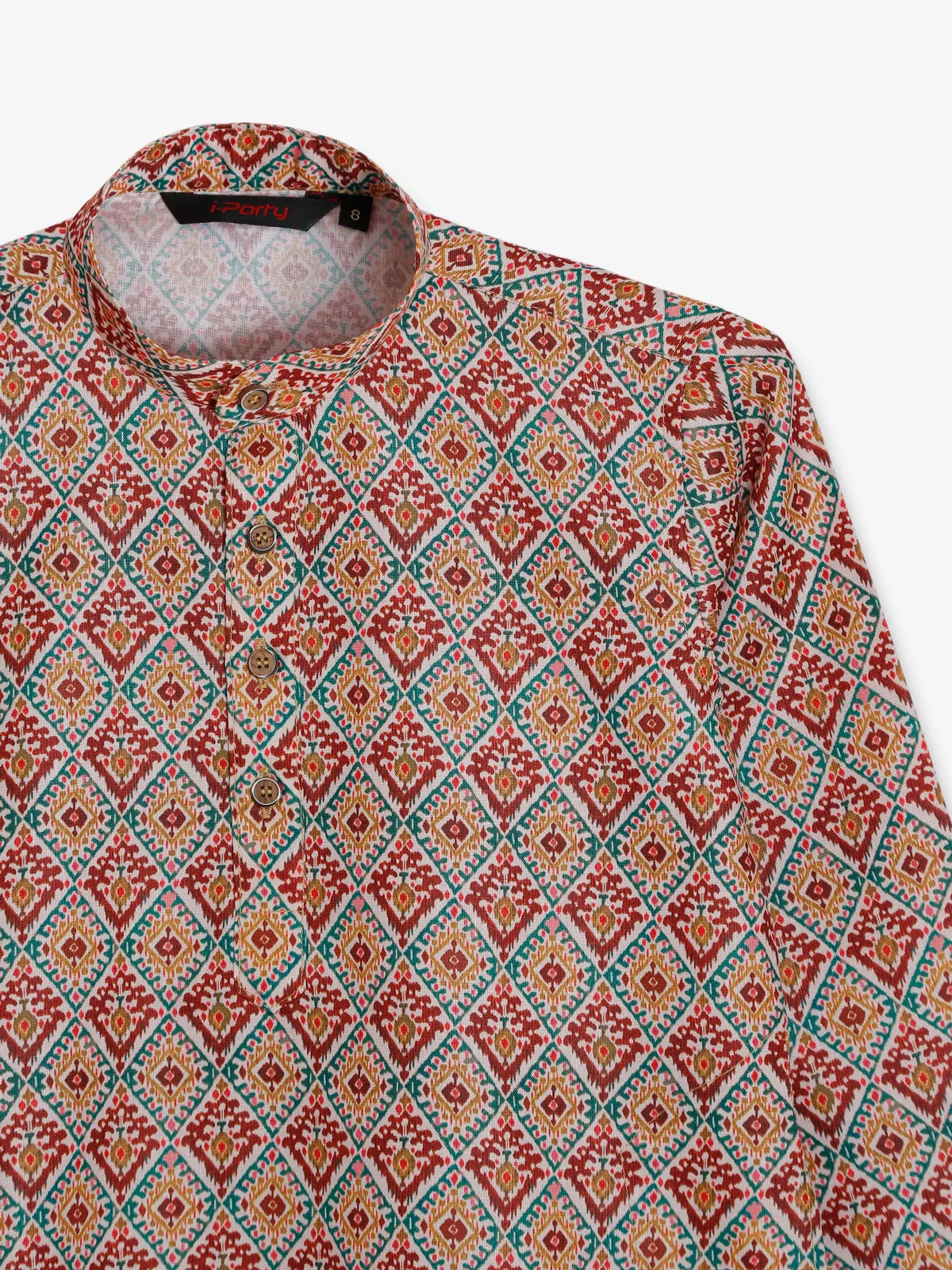 Multi color printed cotton kurta