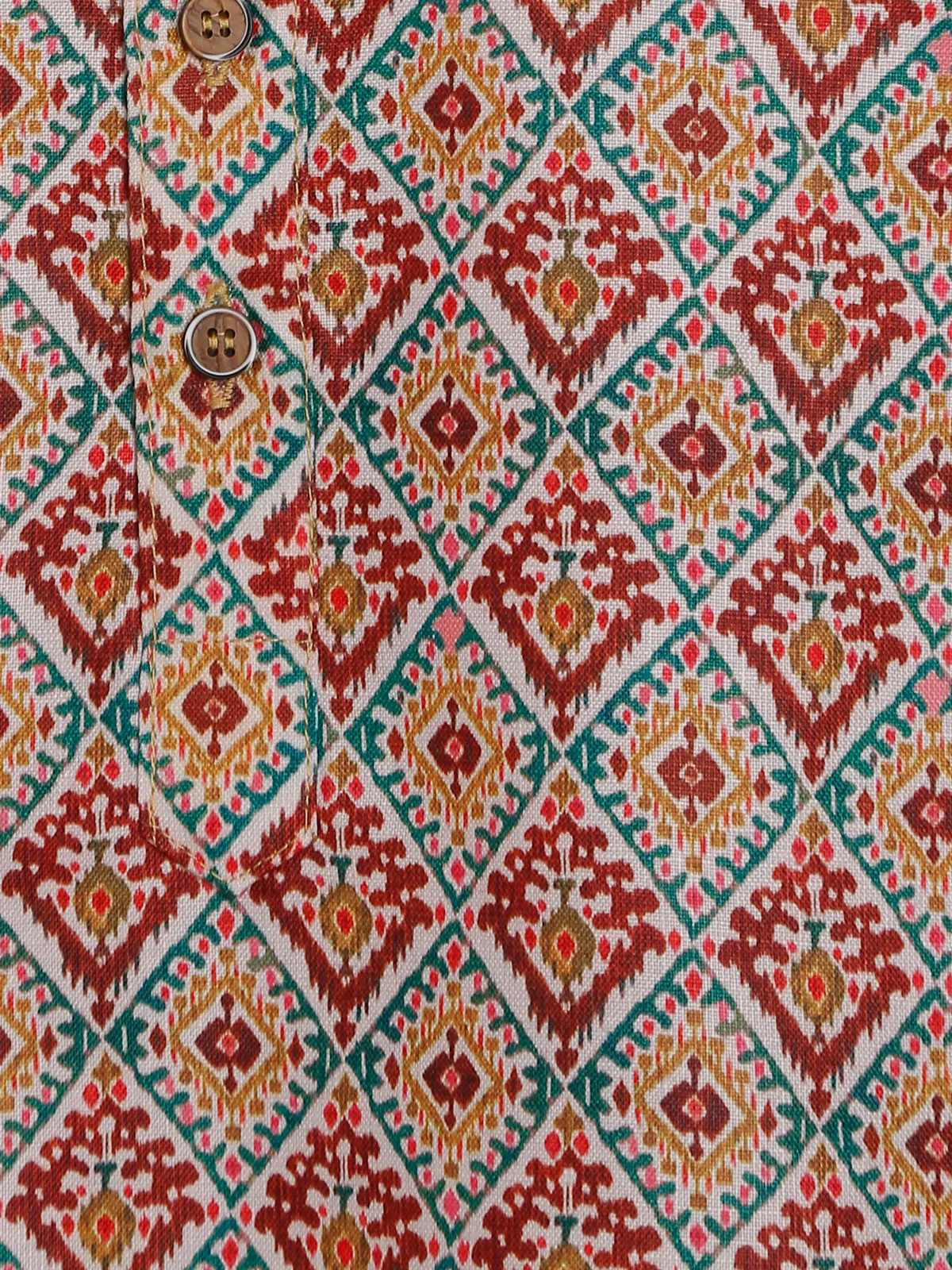Multi color printed cotton kurta