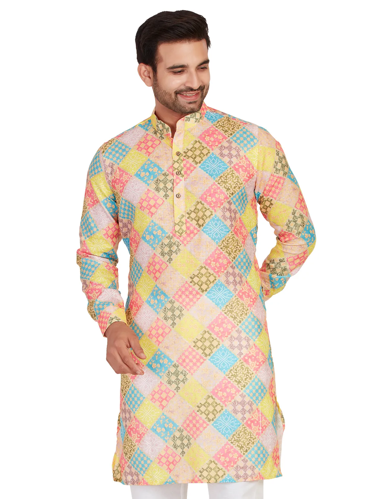 Multi color printed kurta in cotton