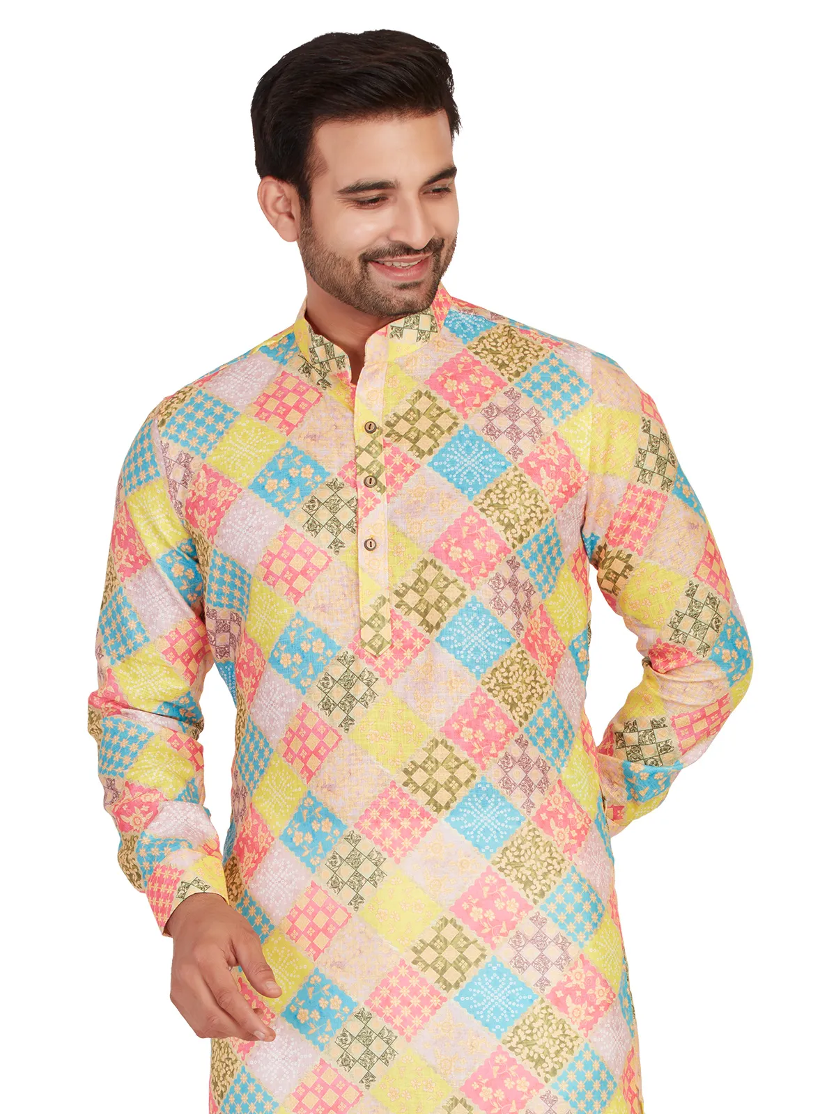 Multi color printed kurta in cotton