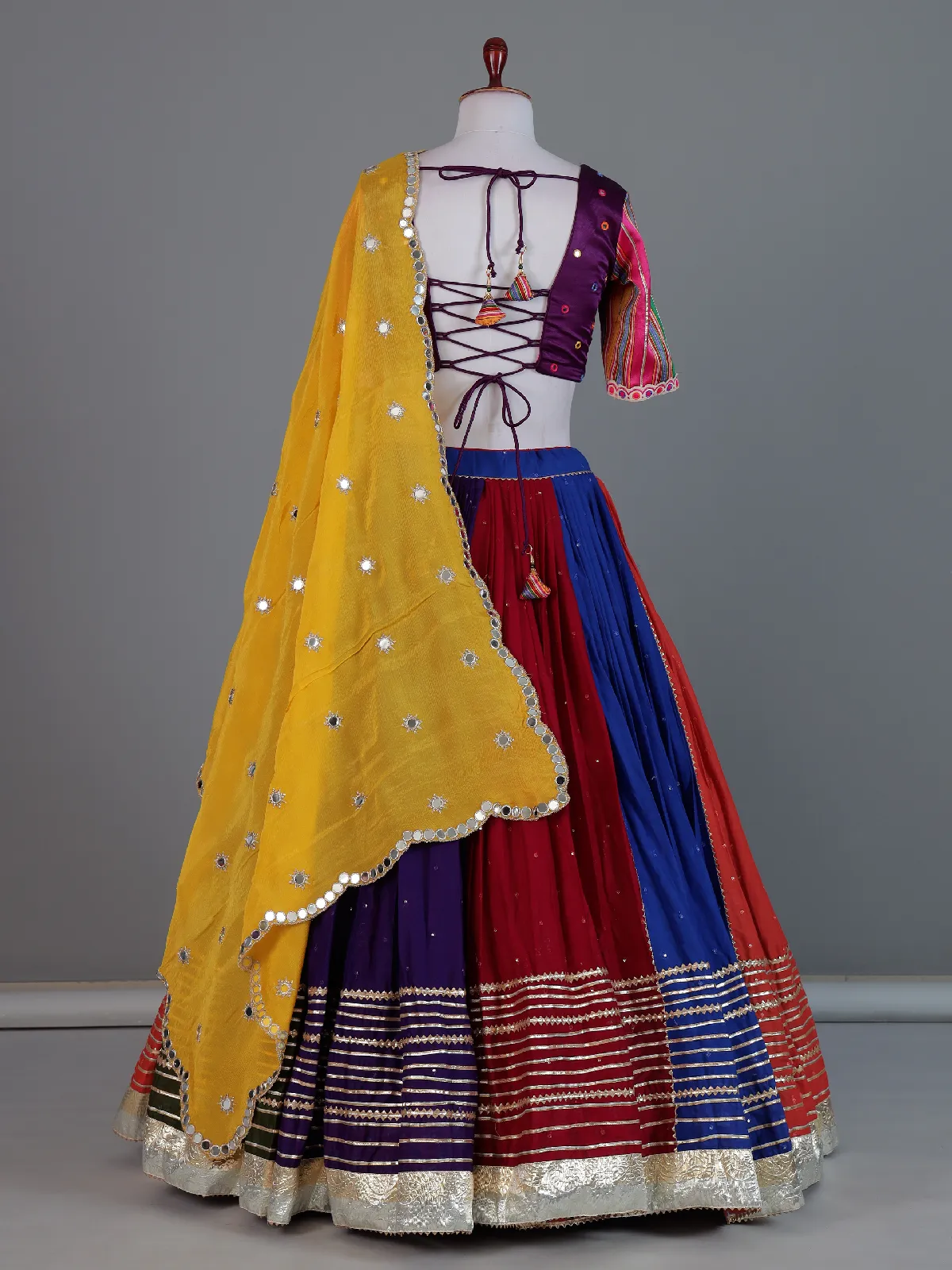 cotton garba dress Pure Cotton Garba Navratri Special Lehenga Choli Blouse Set Free Size / Blue