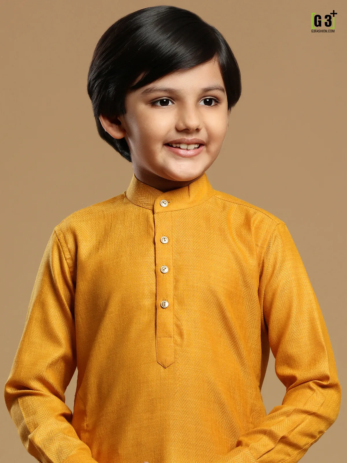 Mustard yellow cotton kurta suit for festive events