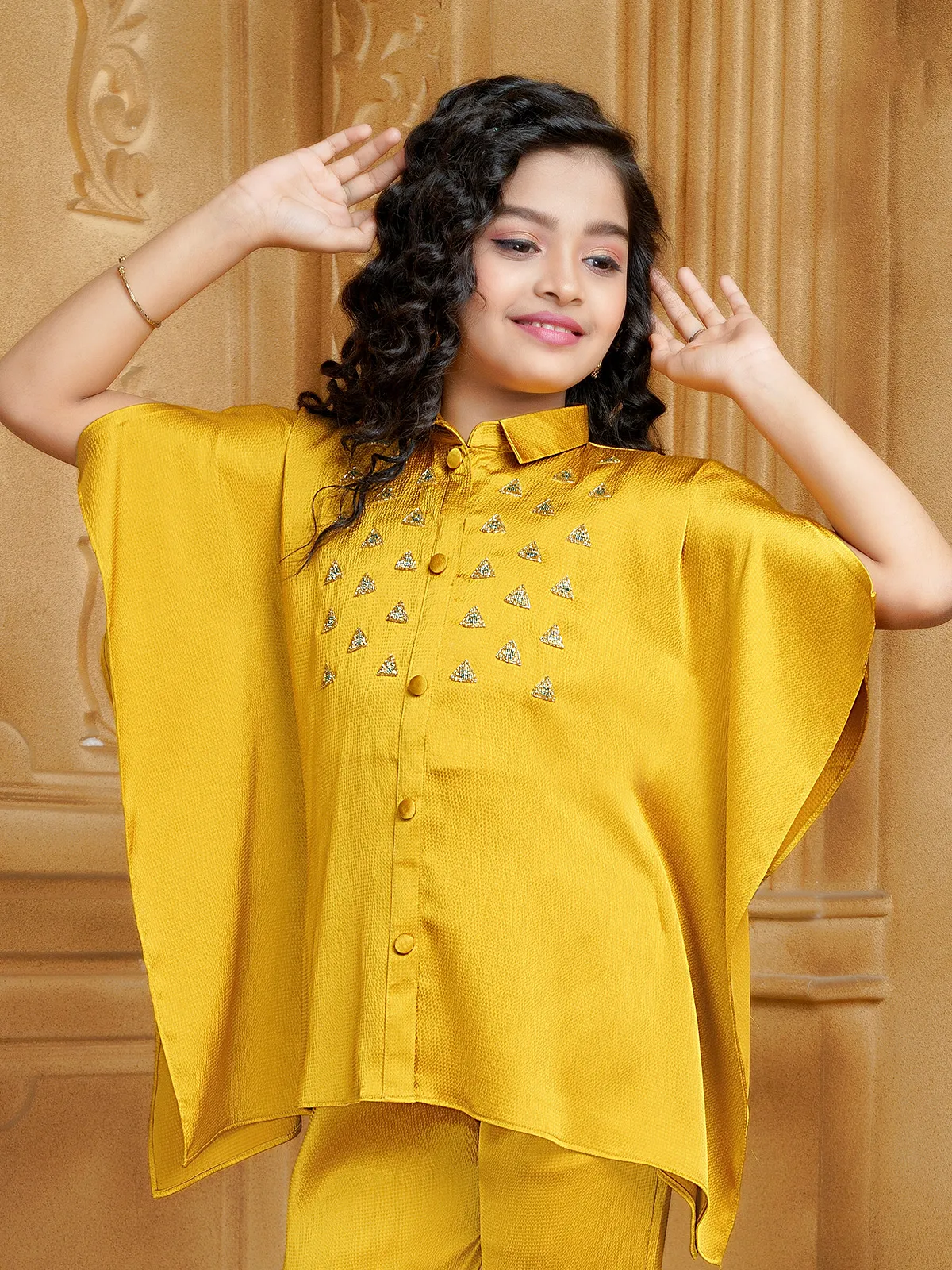 Mustard yellow kaftan style co ord set