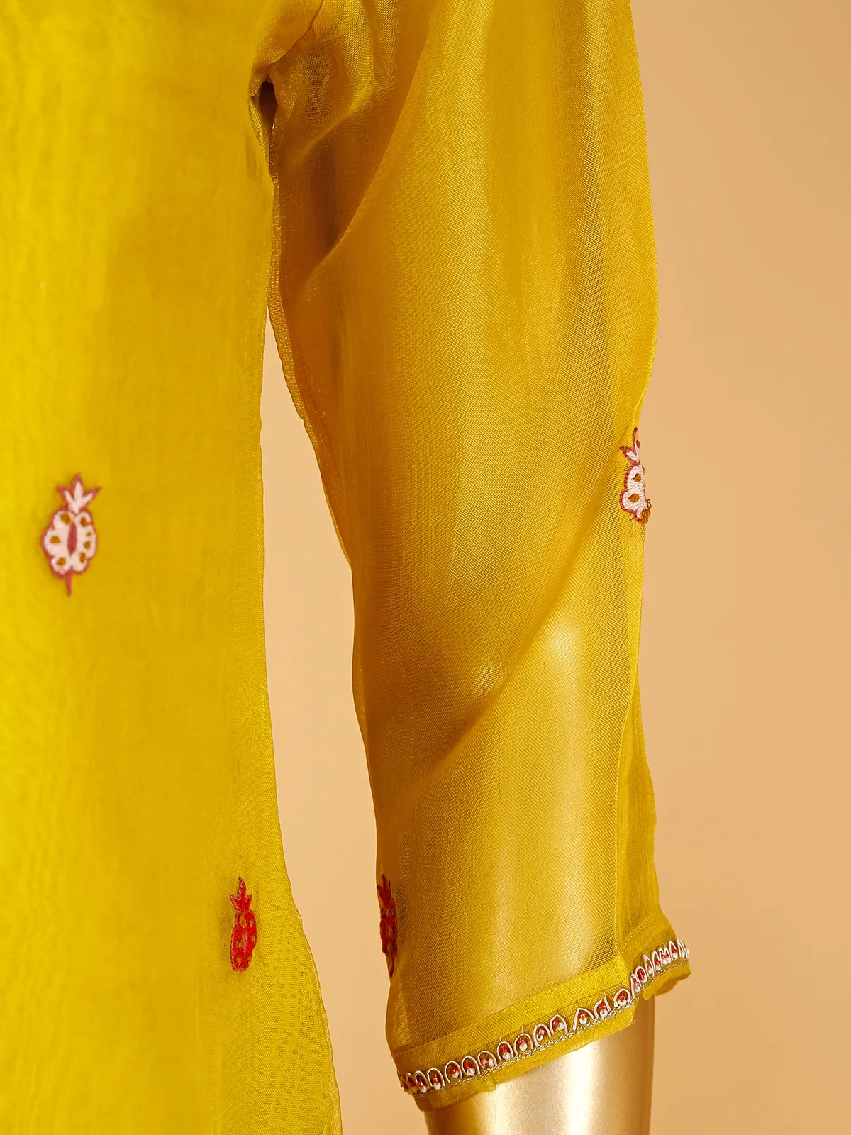 Mustard yellow palazzo suit in silk