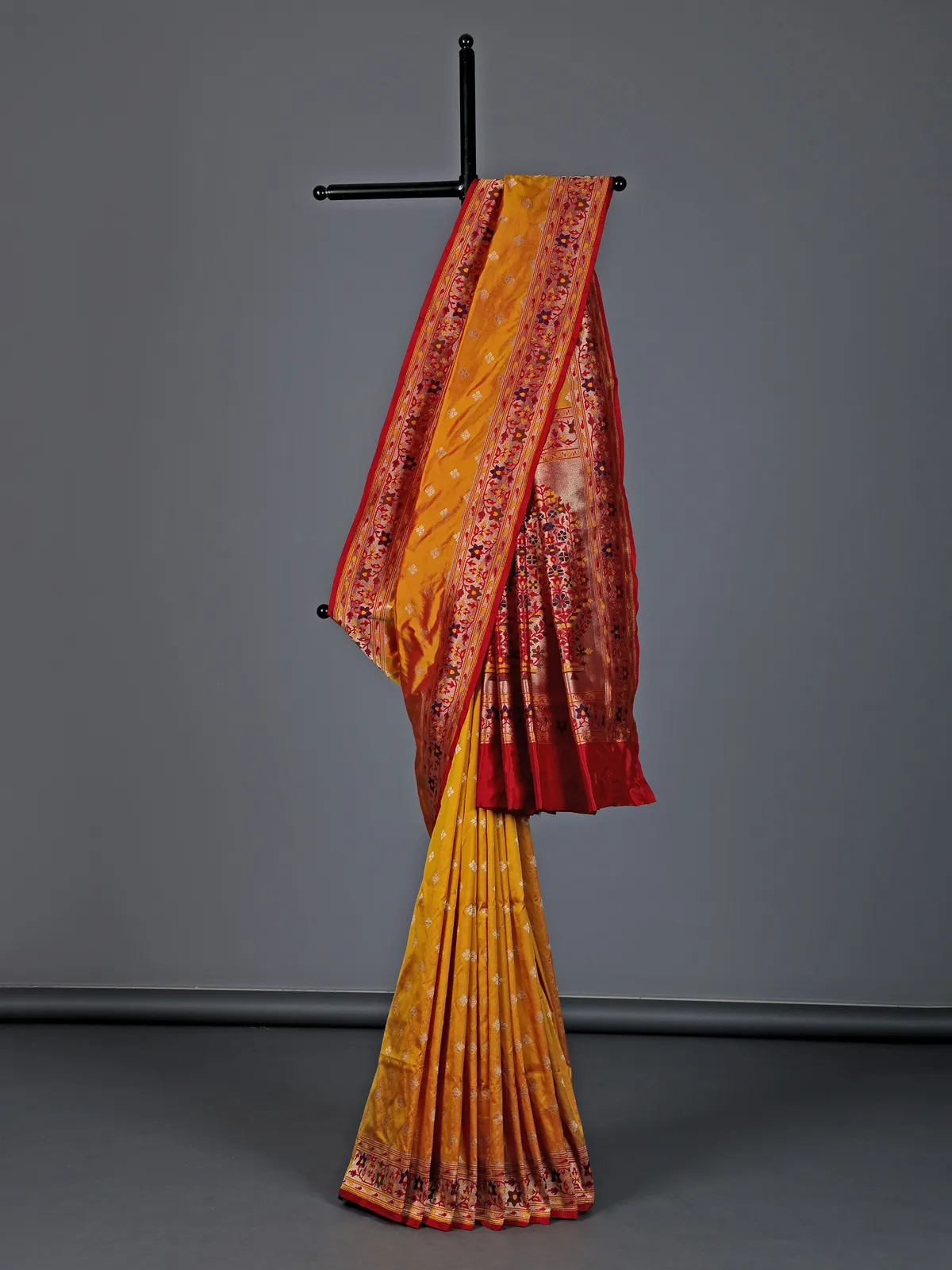 Mustard yellow pure banarasi silk zari festive saree