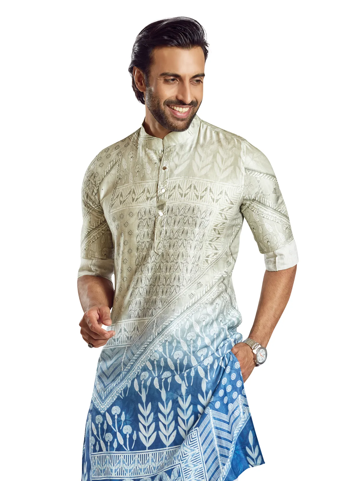 Latest blue shaded printed kurta