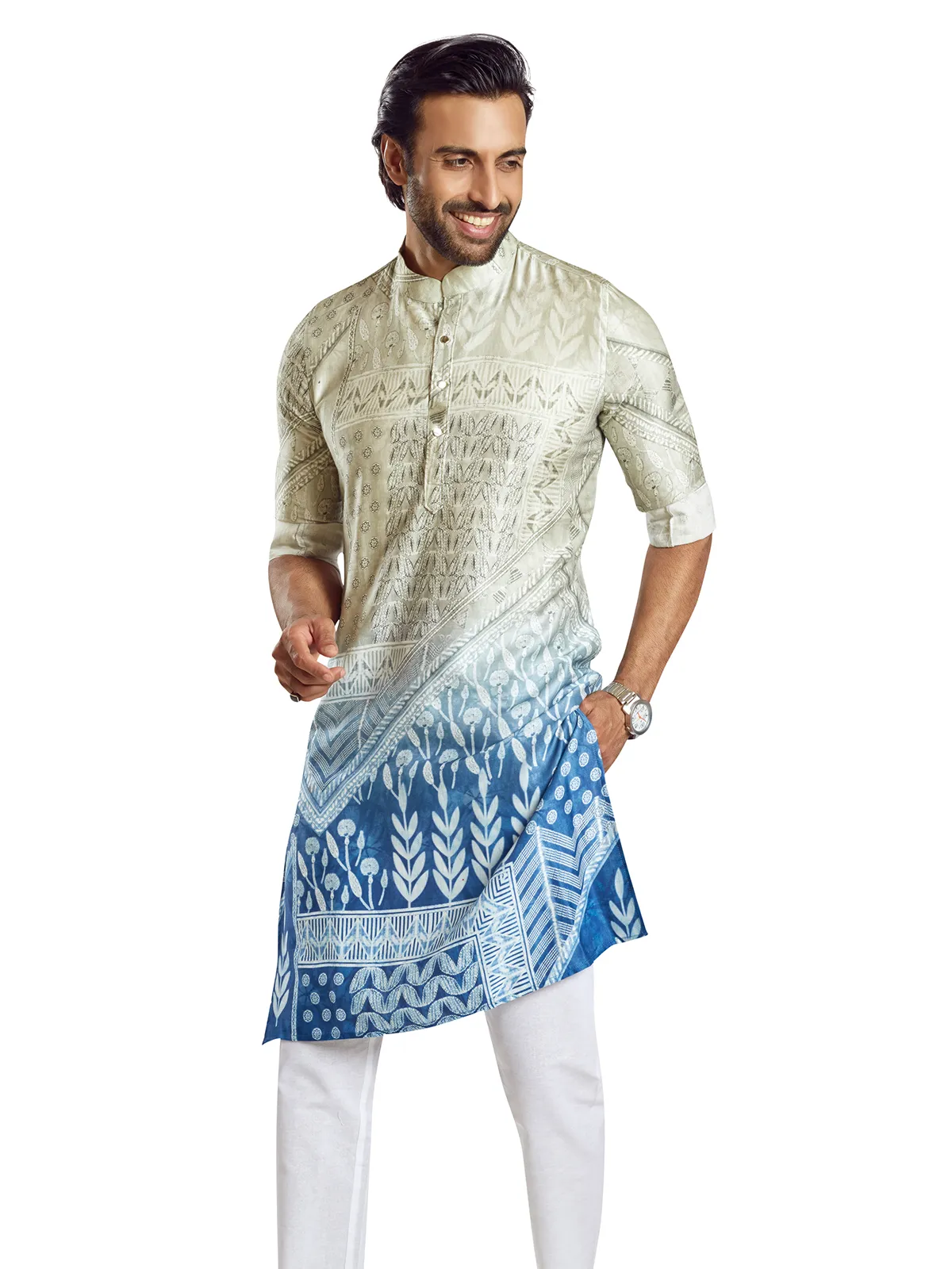 Latest blue shaded printed kurta