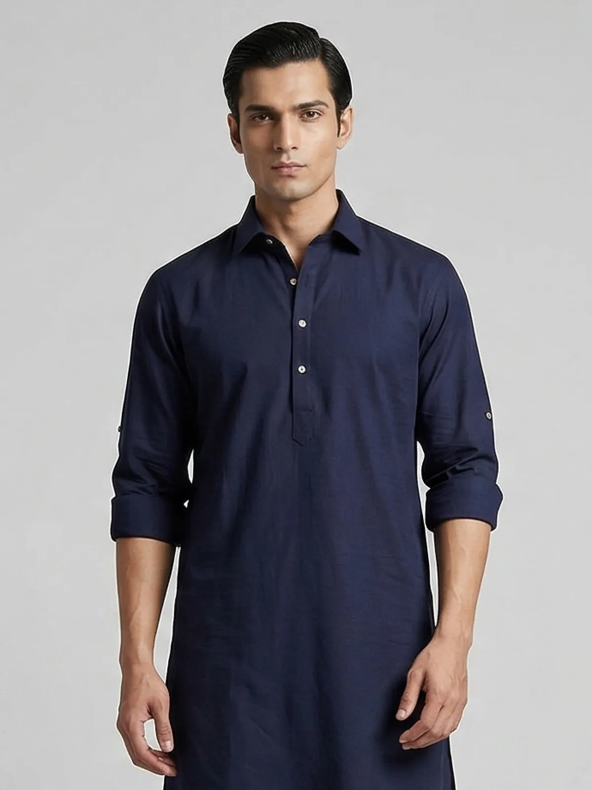 Navy blue cotton silk festive pathani suit-G3-MPS4348 | Australia