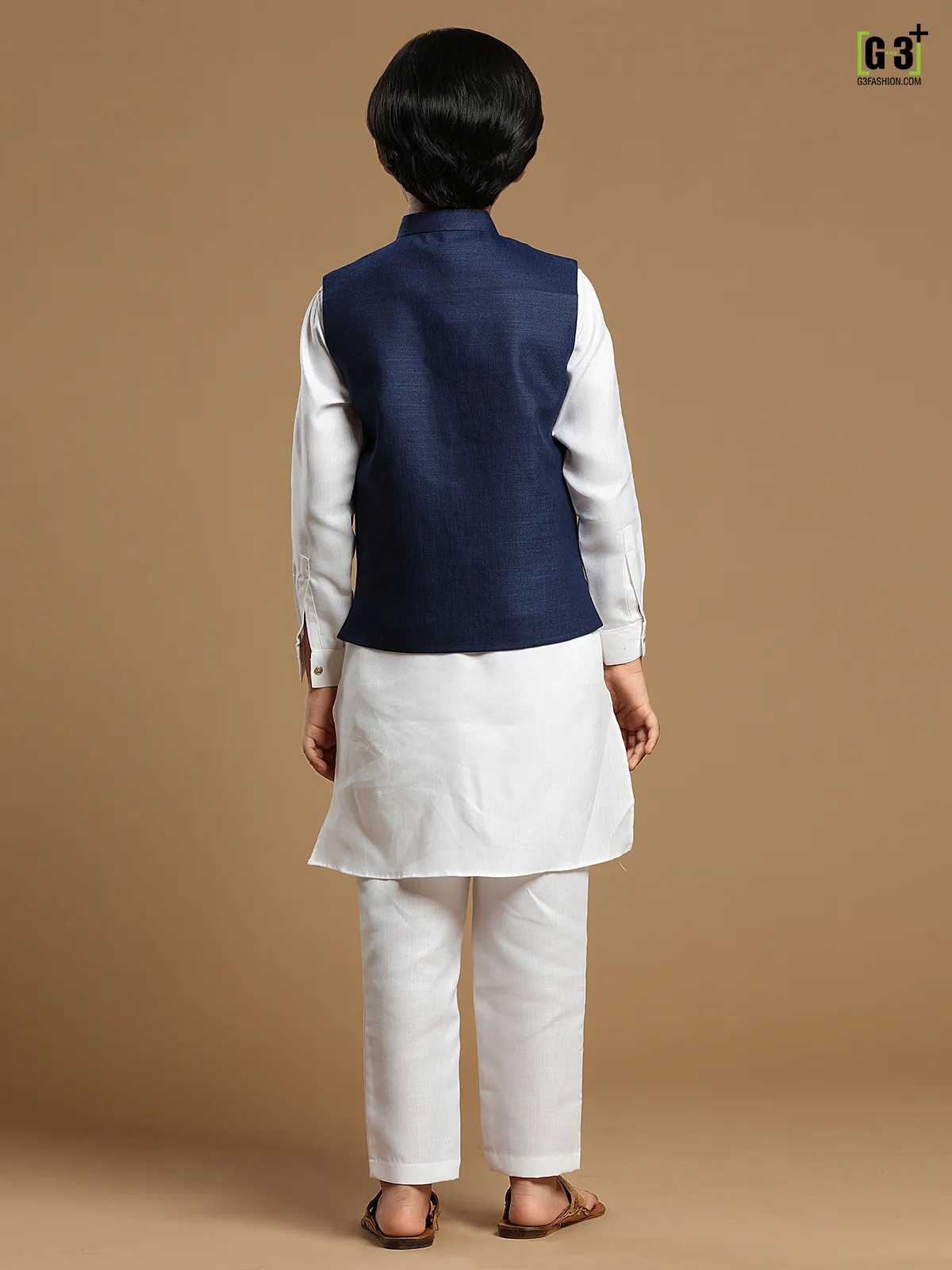 Navy color cotton silk waistcoat set for boys