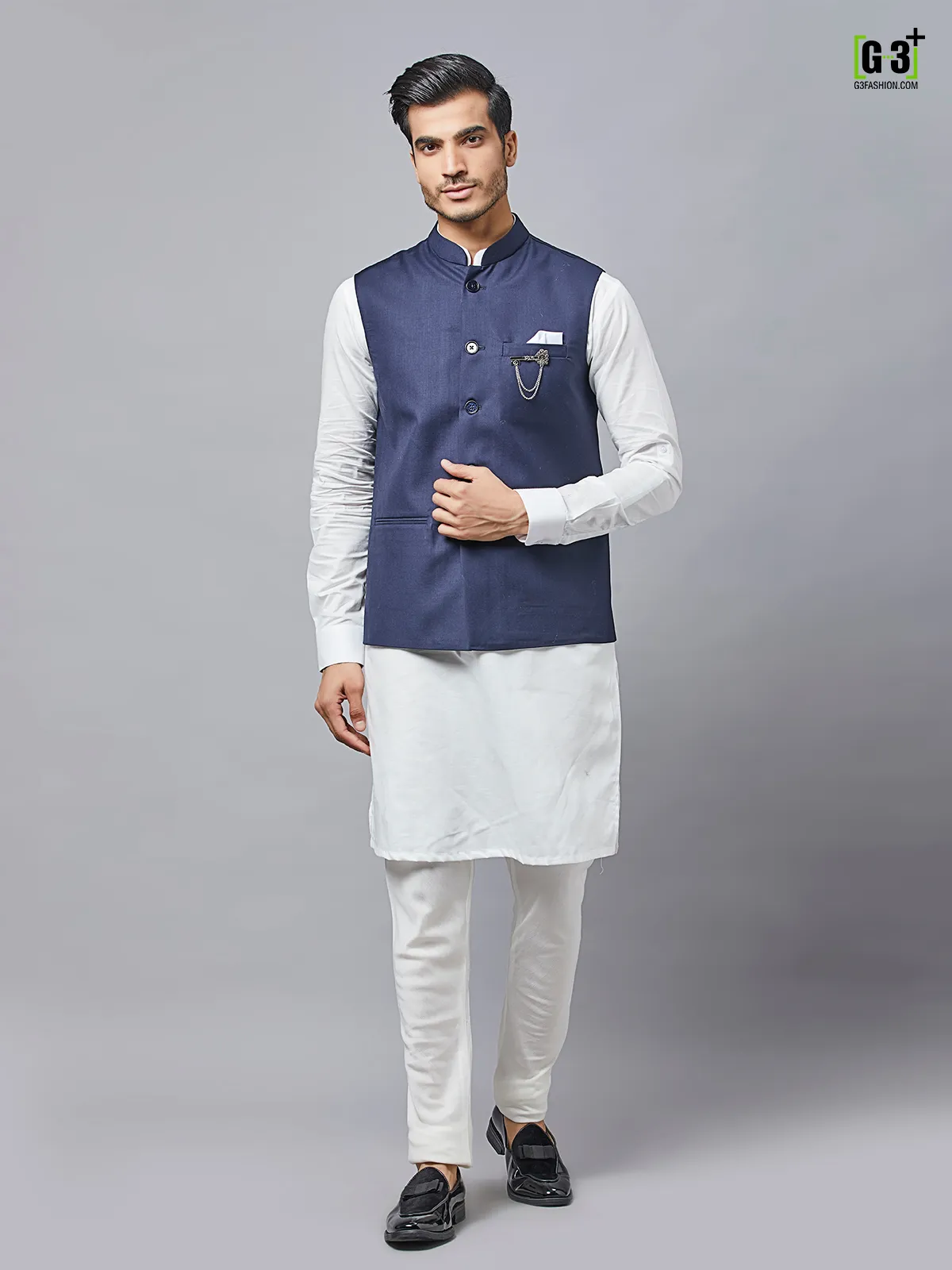 Navy cotton mens waistcoat set wedding special