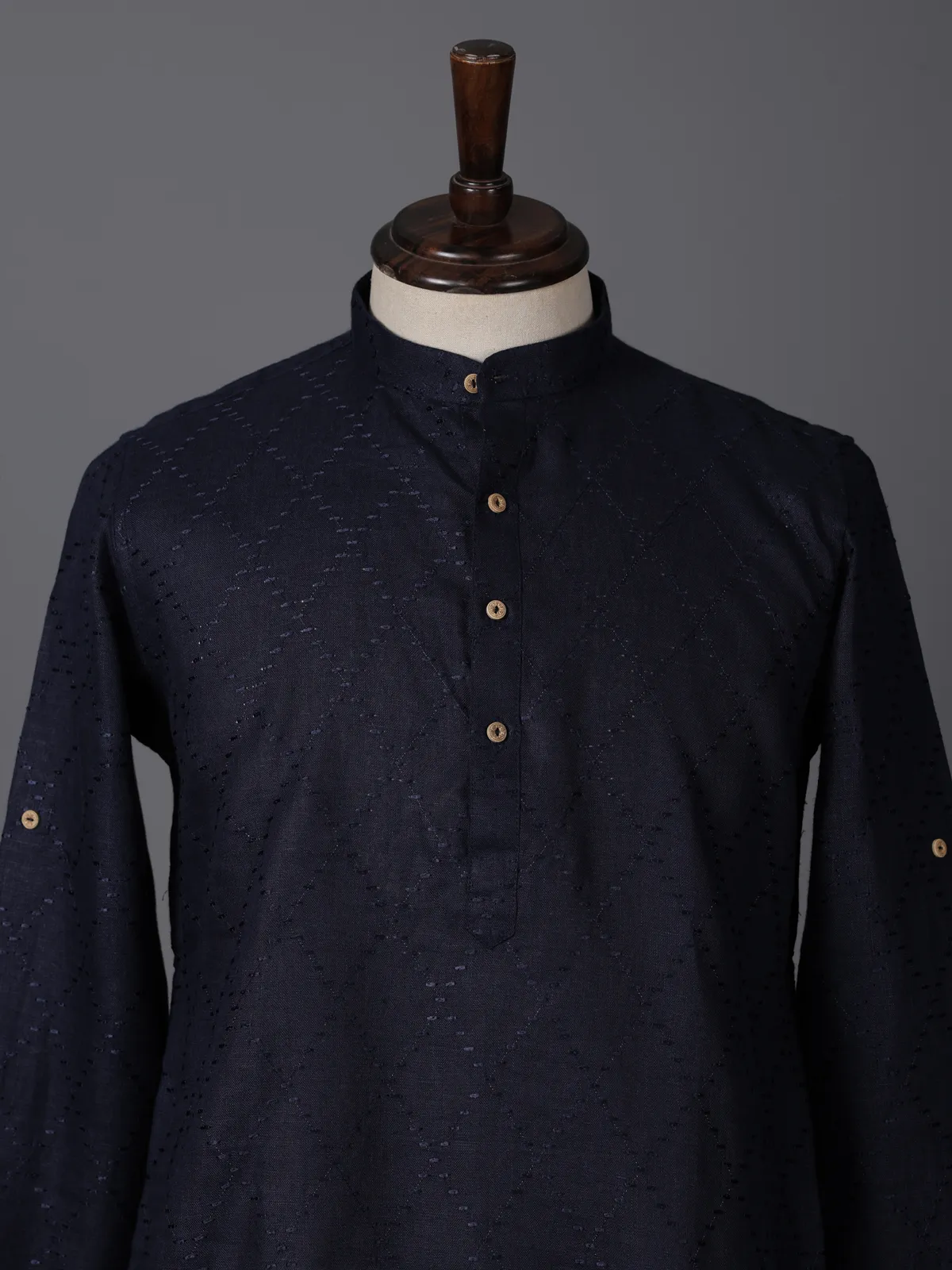 Navy cotton thread work festive wear kurta
