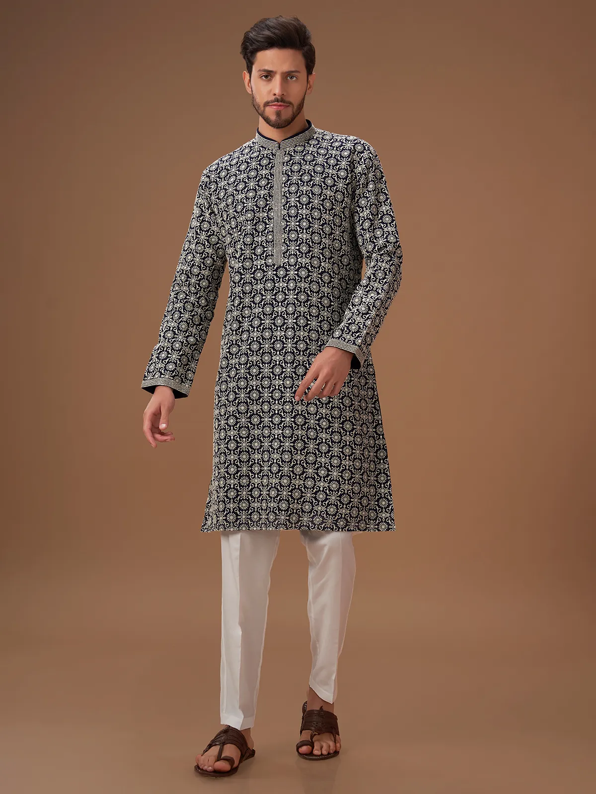 Navy georgette  Men Kurta pajma