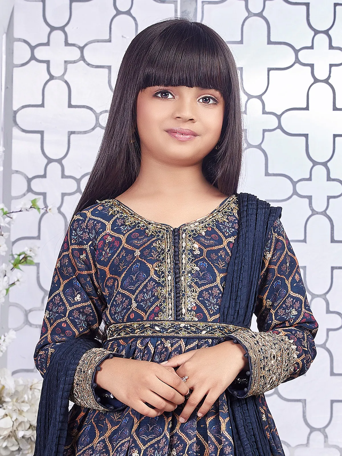 Navy georgette girls anarkali suit