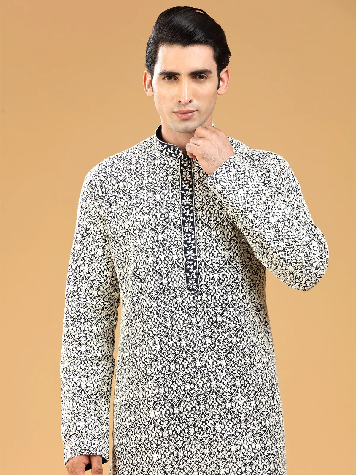 Navy georgette  Men Kurta pajama for festive