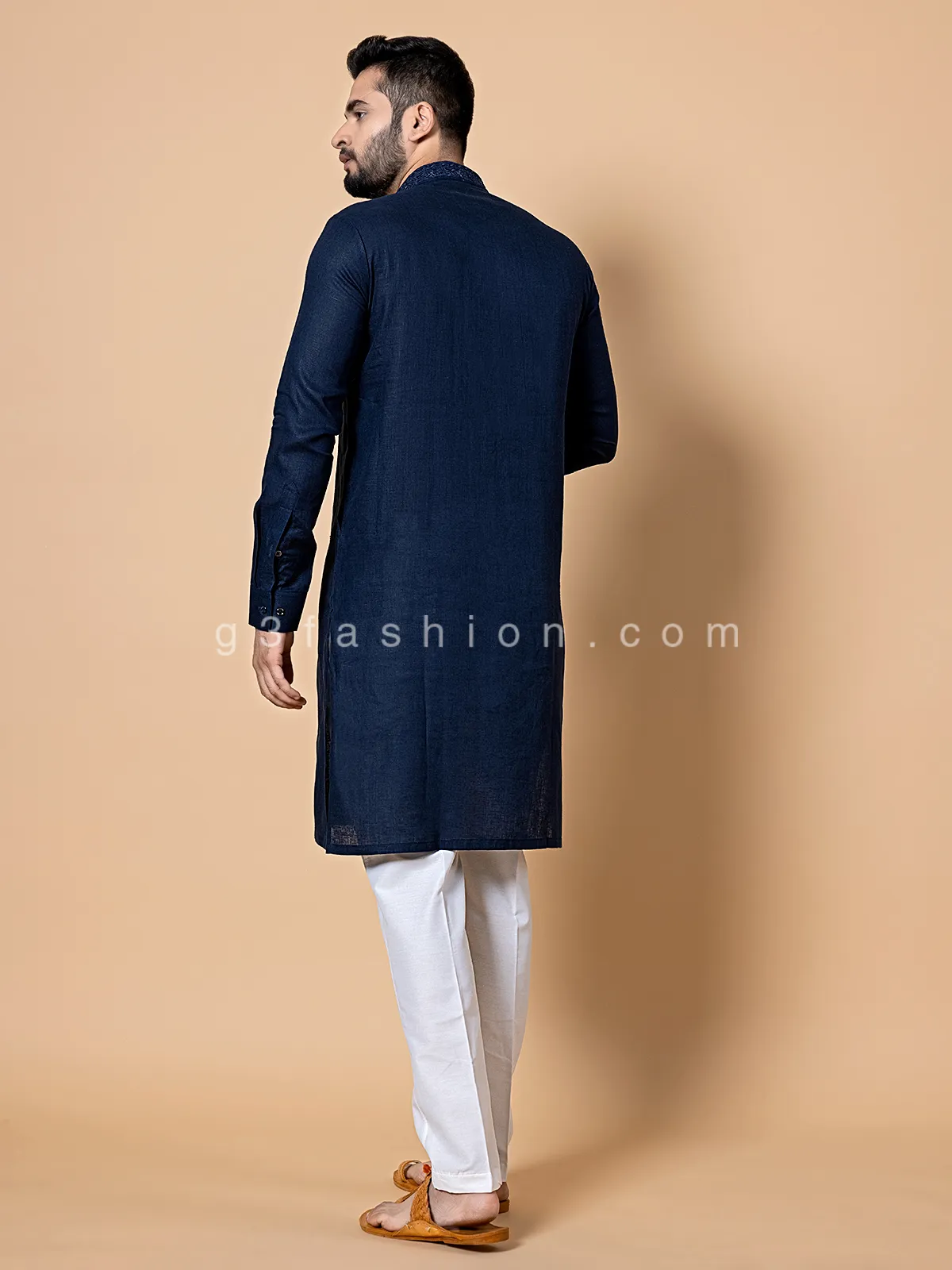 Navy linen  Men Kurta pajama for festive