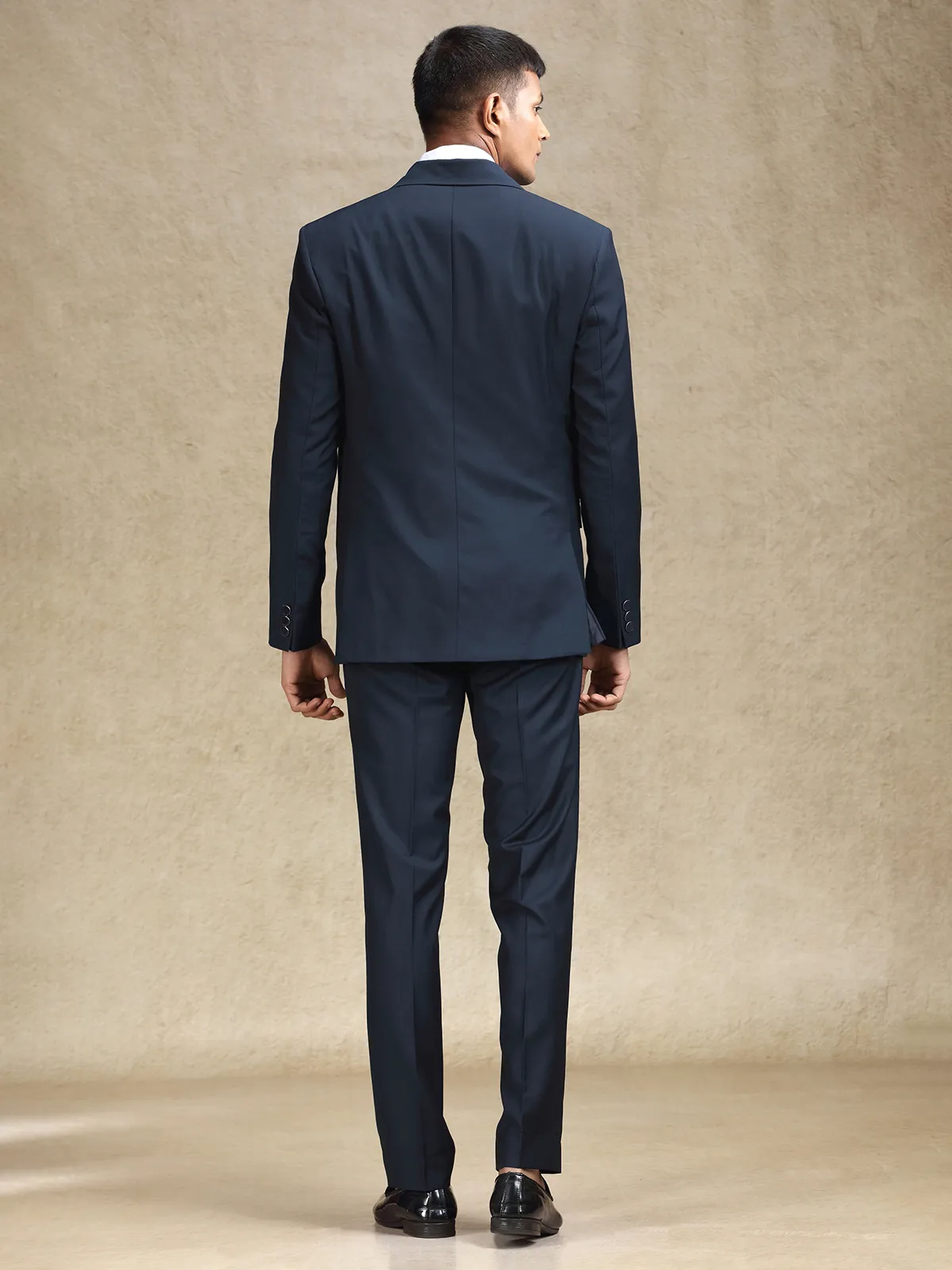 Navy party wear coat suit in terry rayon for mens wear