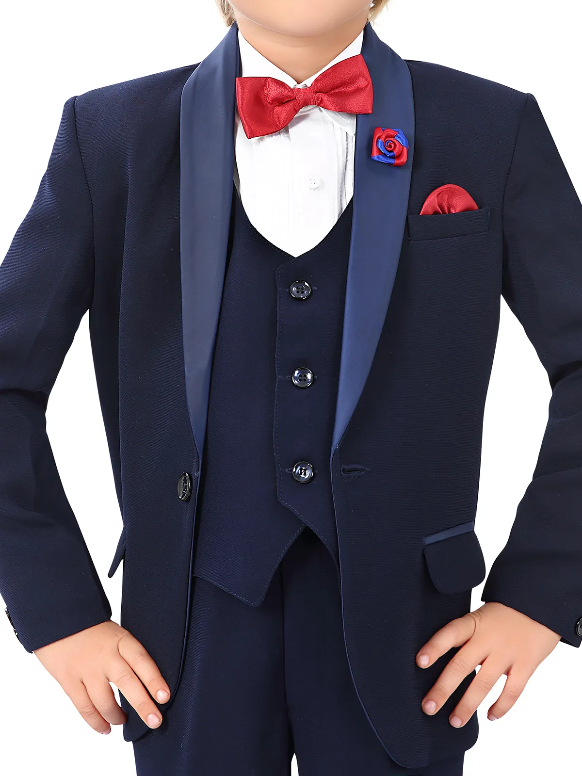 Navy reception wear boys coat suit in terry rayon
