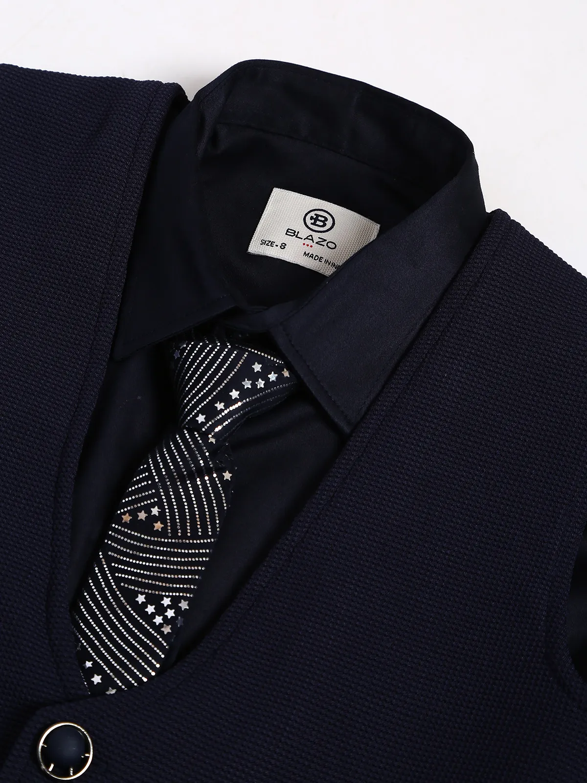 Navy silk waistcoat with shirt