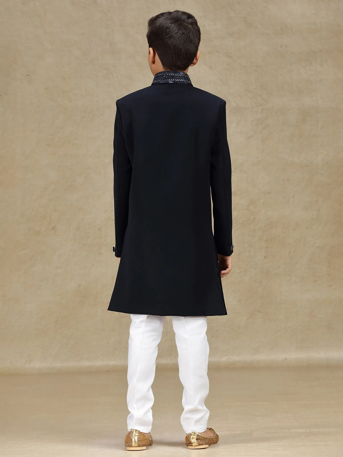 Navy terry rayon indowestern for boys