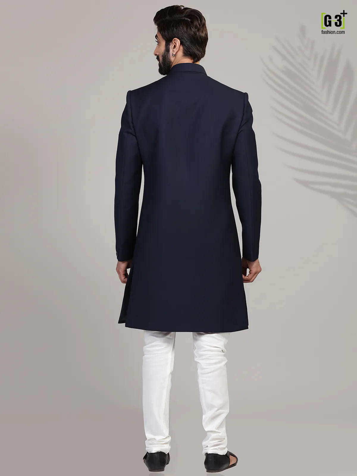 Navy terry rayon party wear mens indo western