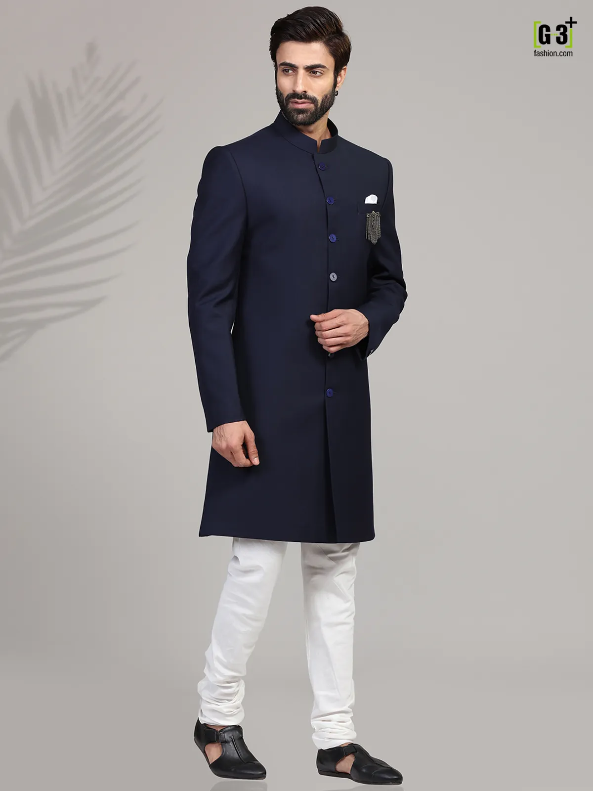 Navy terry rayon party wear mens indo western