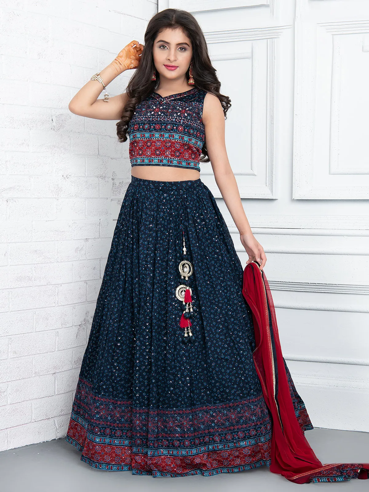 Navy wedding season lehenga choli in georgette