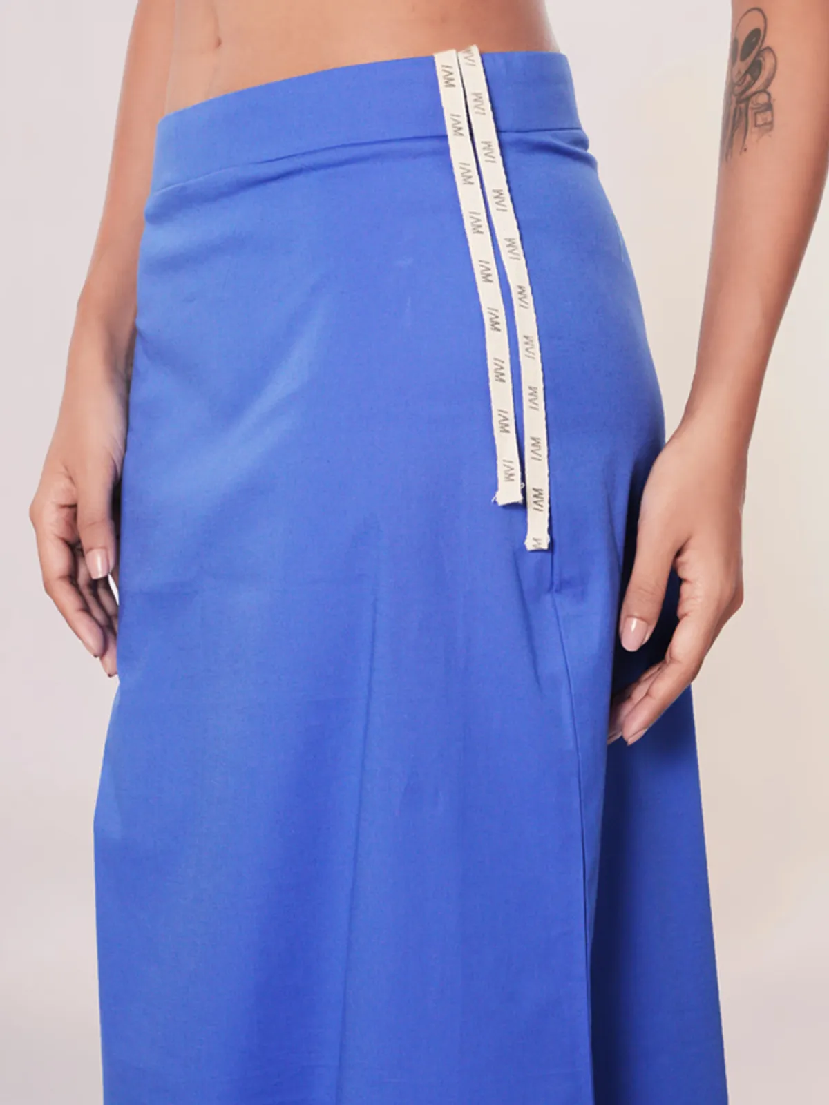 Neon blue lycra cotton saree shapewear