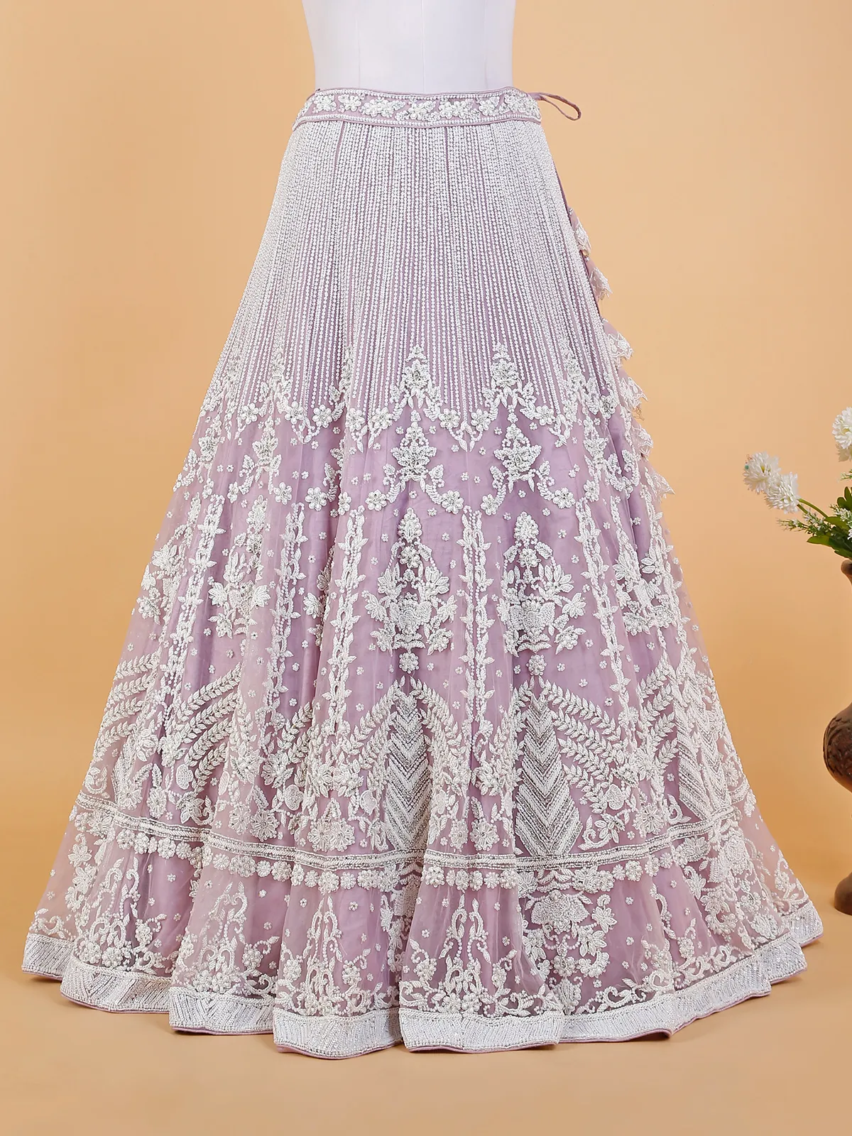 Net lilac purple reception lehenga choli