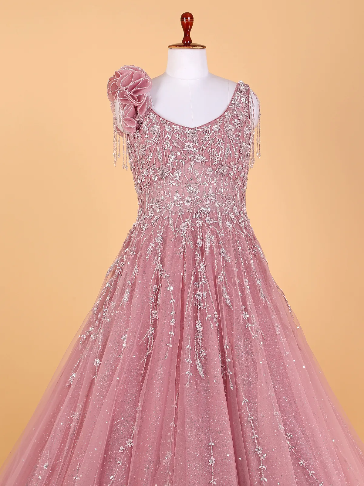 Classy pink designer gown in net G3 WGO2530 United States