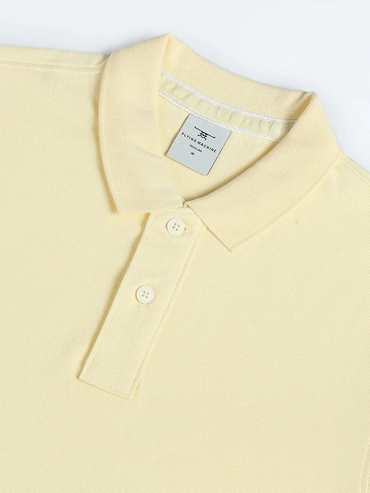 FLYING MACHINE light yellow plain cotton t-shirt