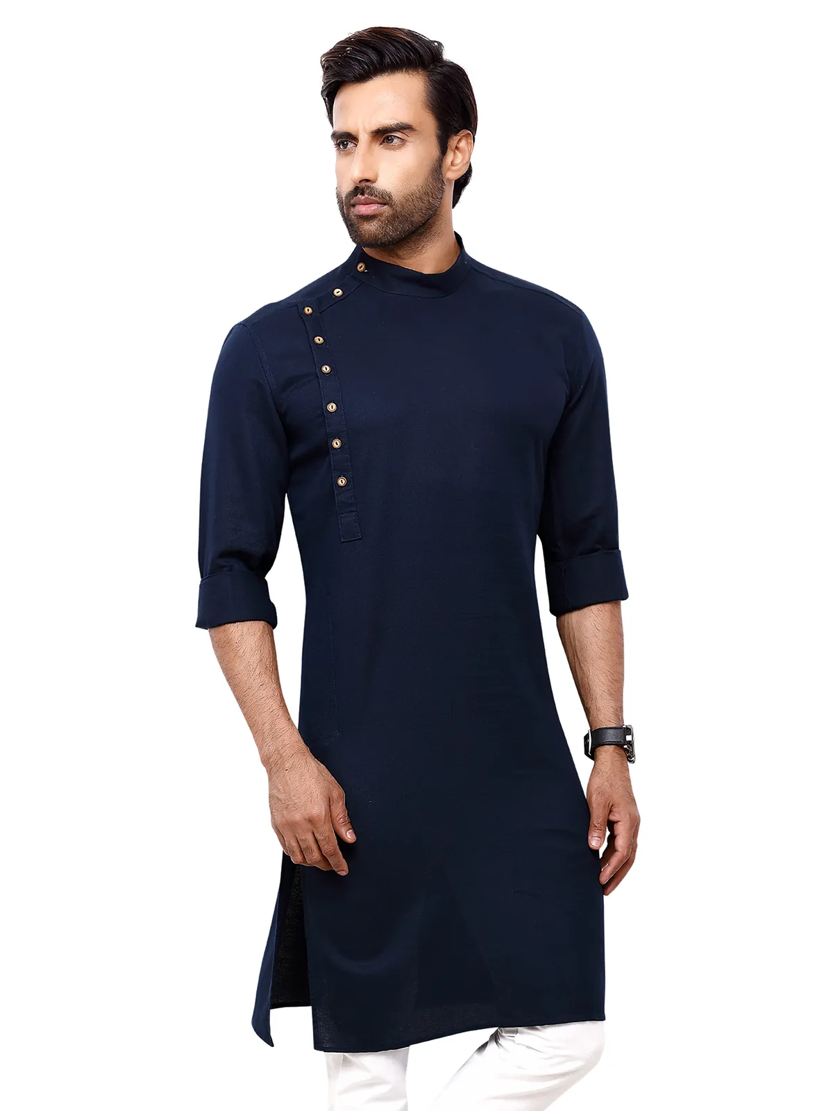 Plain navy cotton kurta